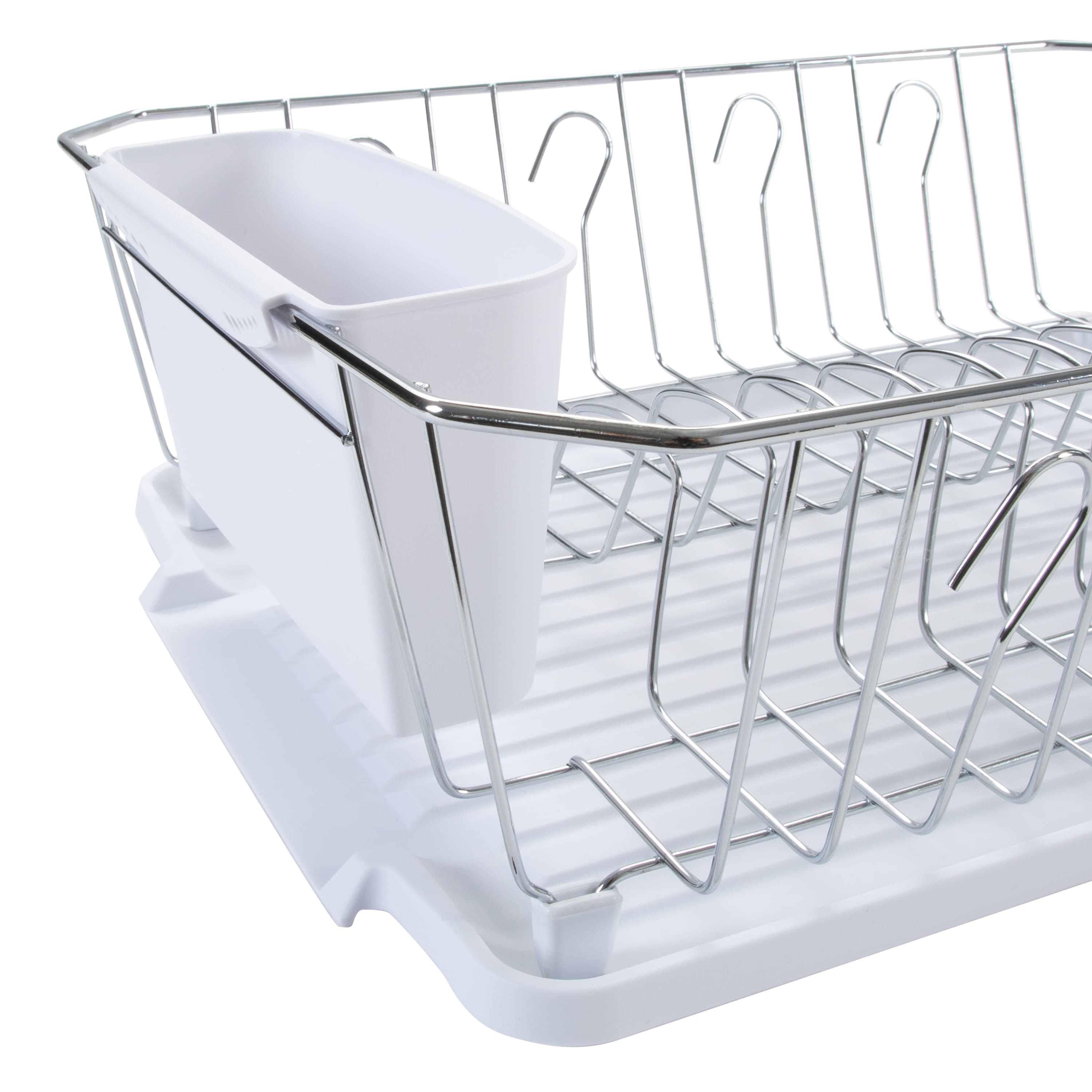 Kitchen Details White 3-Piece Chrome Dish Rack Set