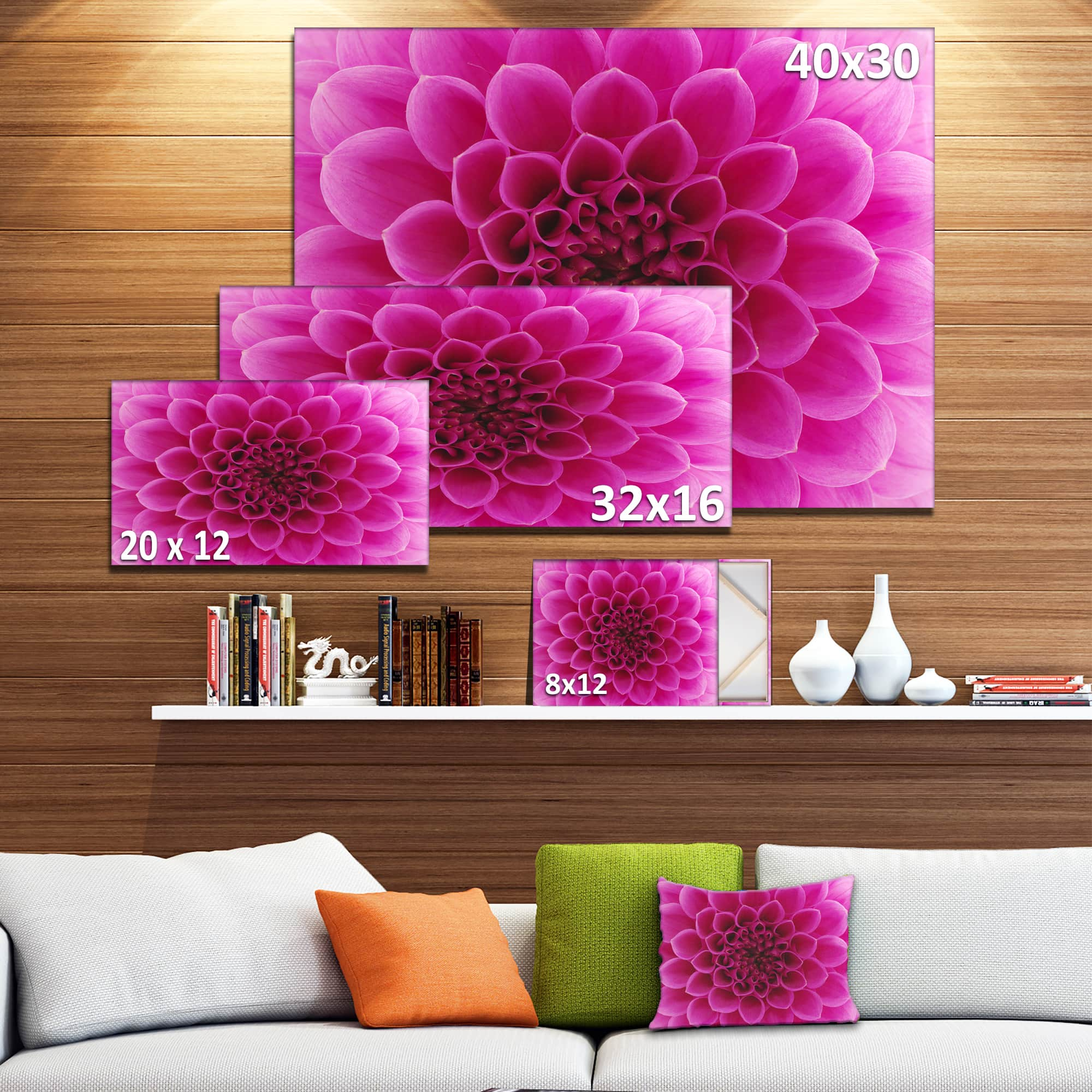 Designart - Dark Pink Abstract Flower Petals - Floral Canvas Art Print