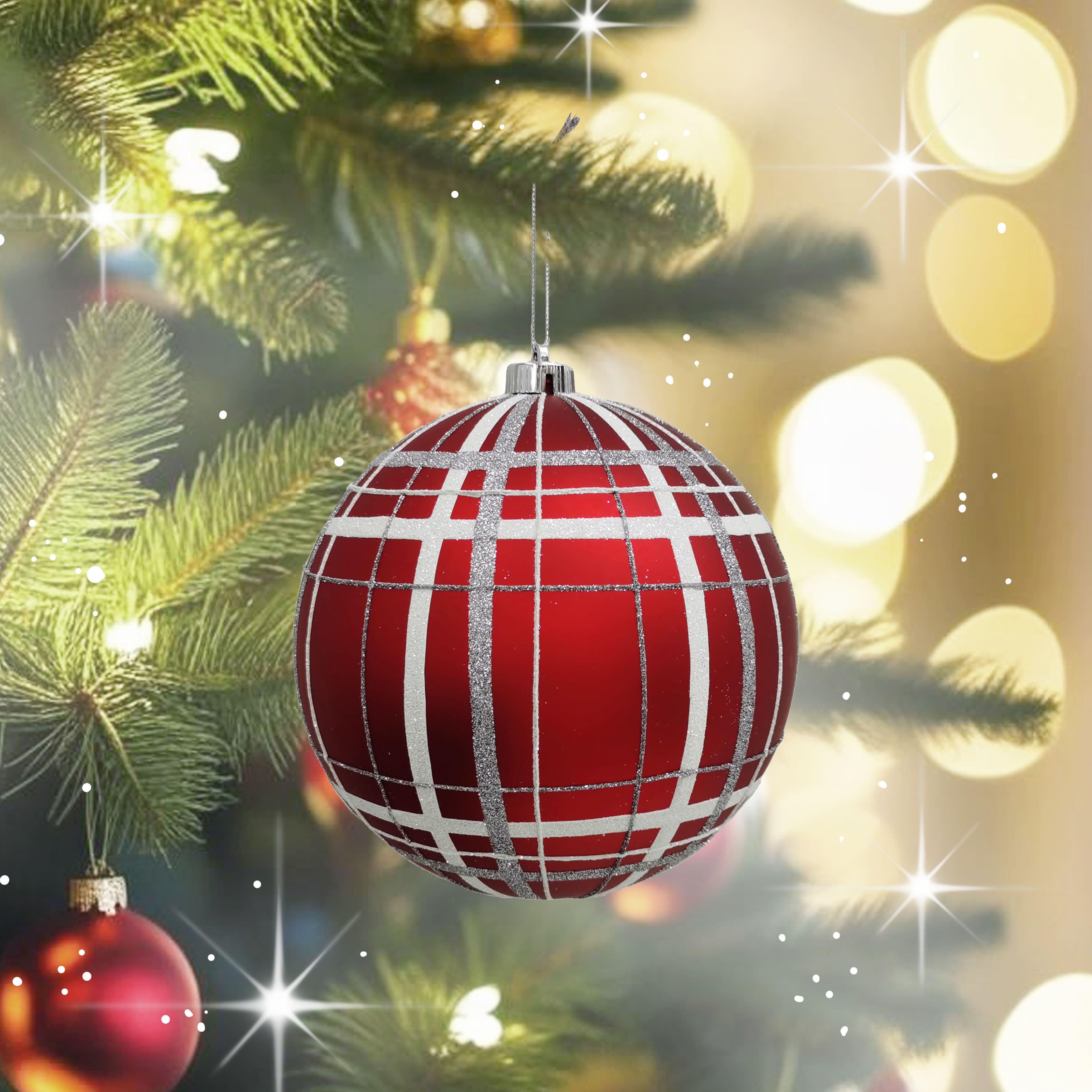 8.25" Red & Silver Glitter Jumbo Ball Ornament by Ashland®