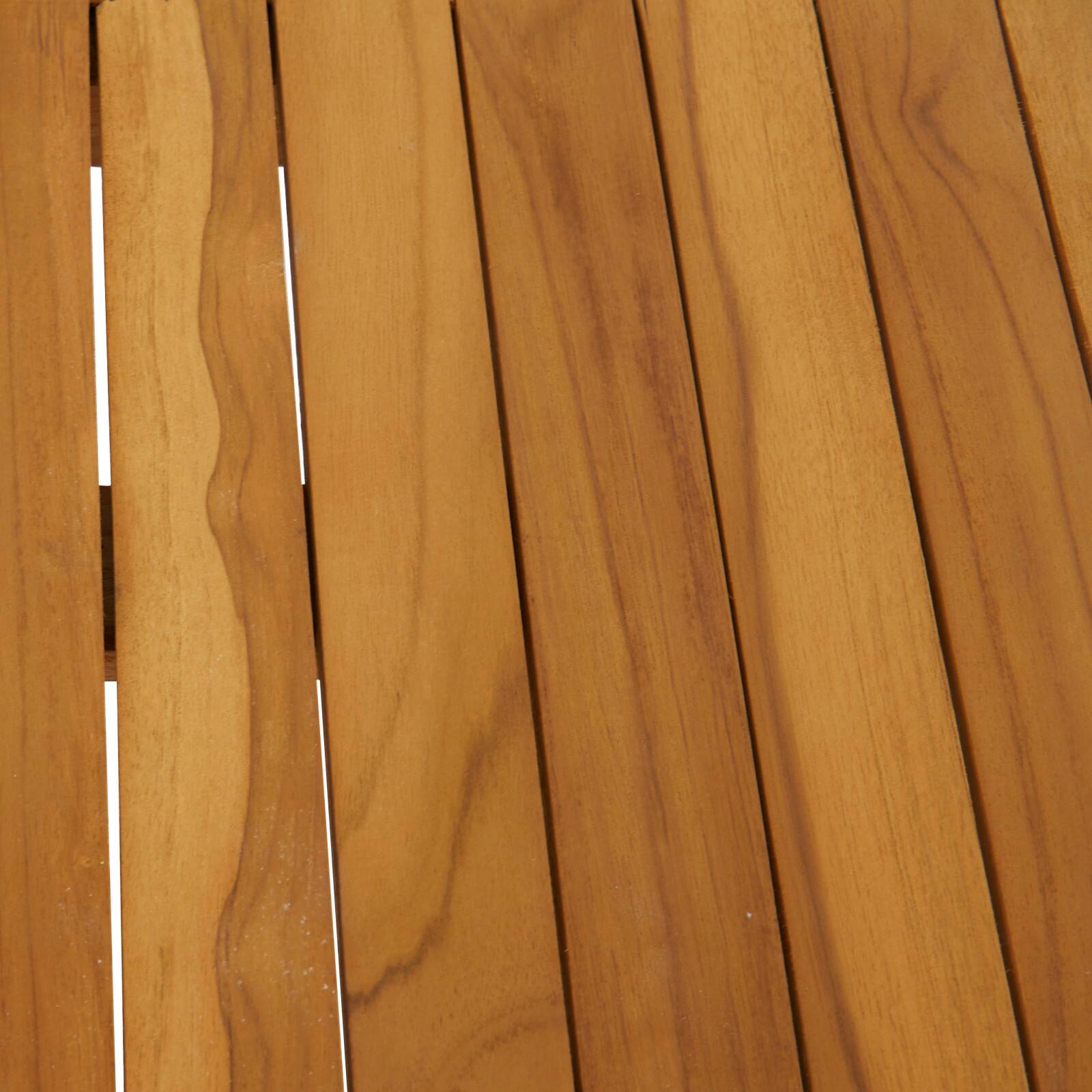 19" Brown Teak Wood Slatted Outdoor Accent Table