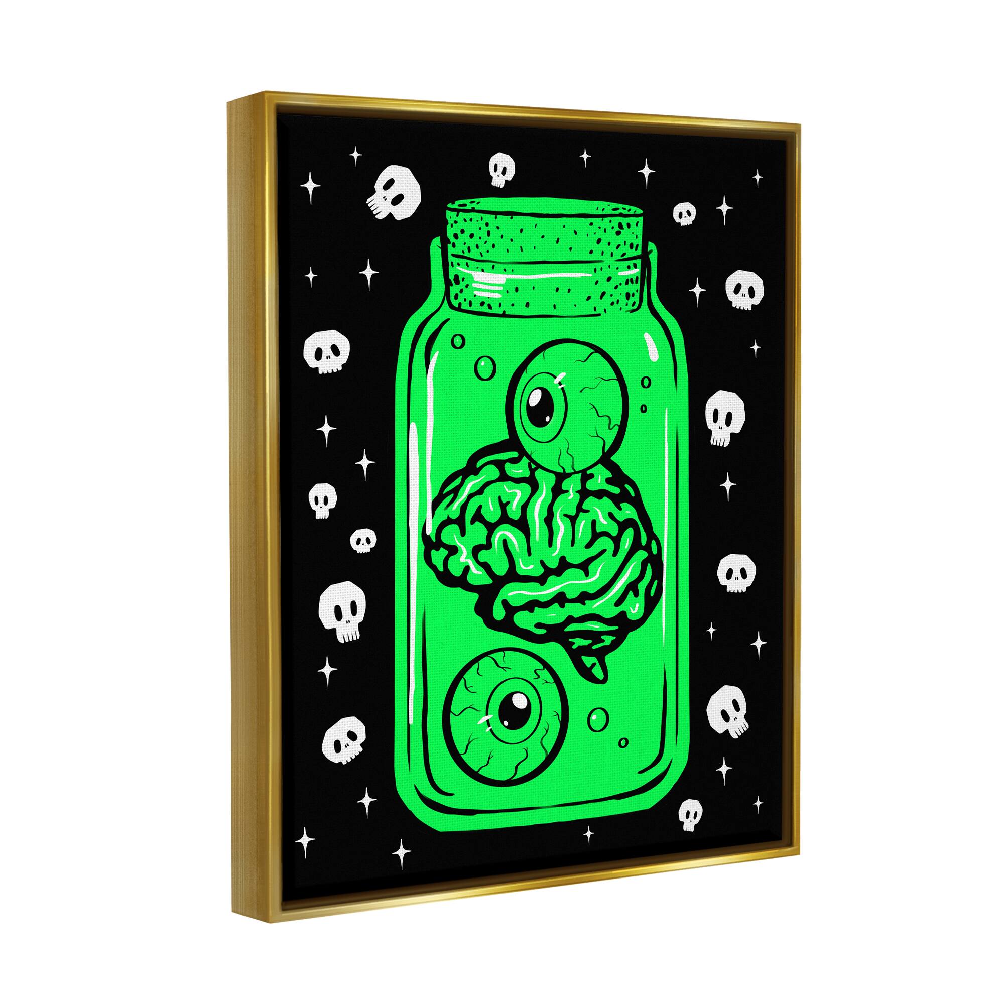 Stupell Industries Spooky Specimen Jar Framed Floater Canvas Wall Art