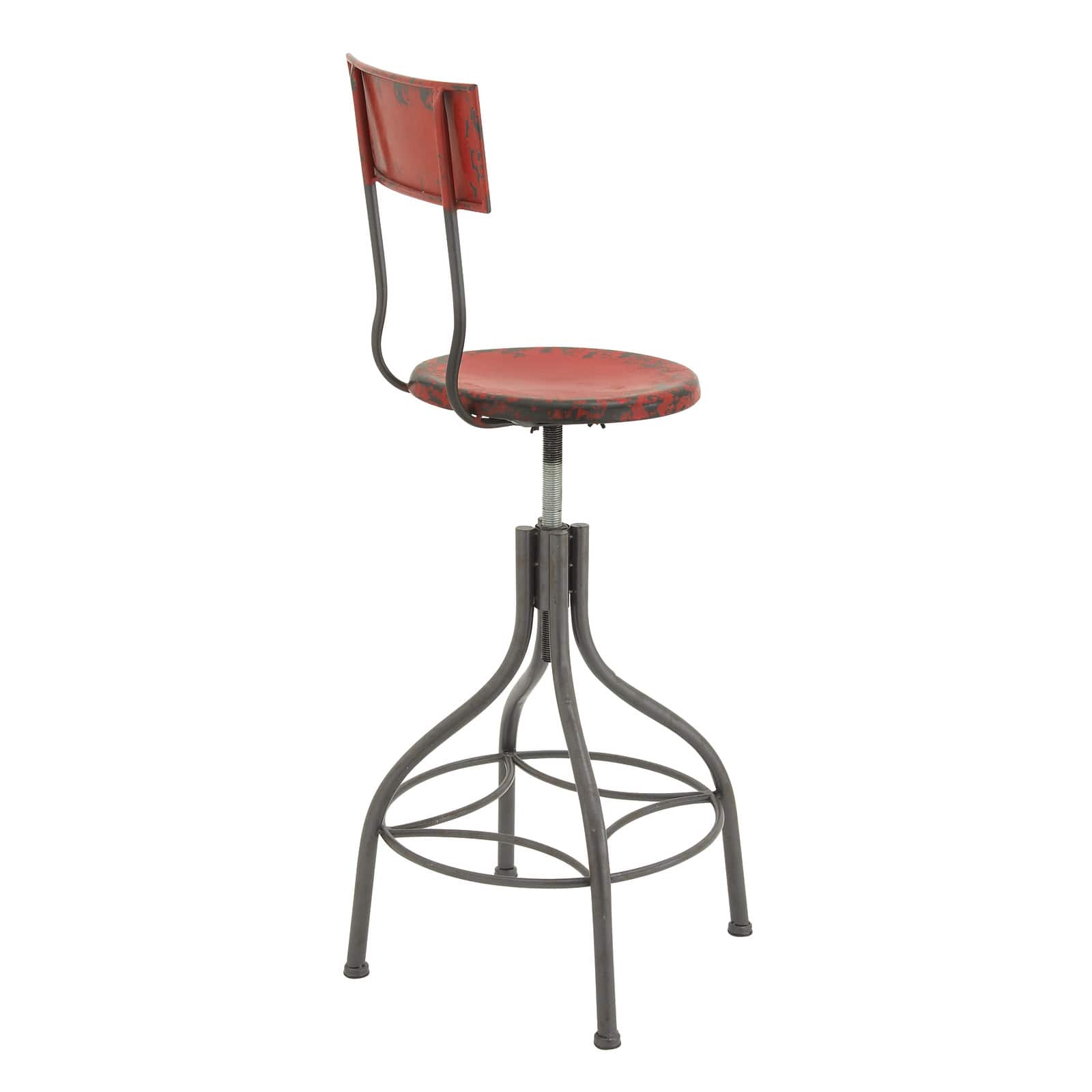 Grey Iron and Metal Vintage Bar Chair, 41&#x22; x 18&#x22; x 18&#x22;