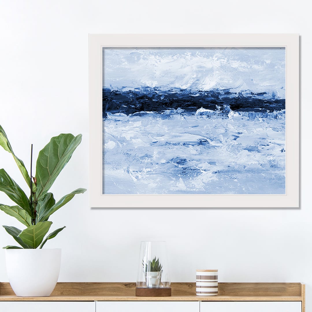 Abstract Waves White Framed Print