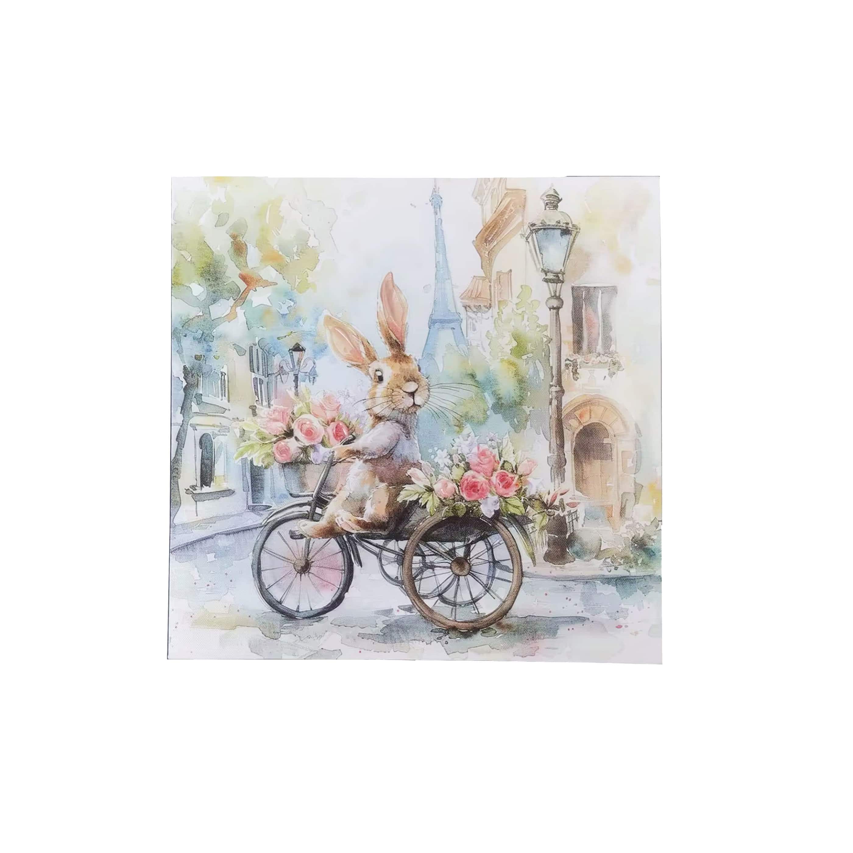 12&#x22; x 12&#x22; Paris Bunny on Bike Wall Canvas by Ashland&#xAE;