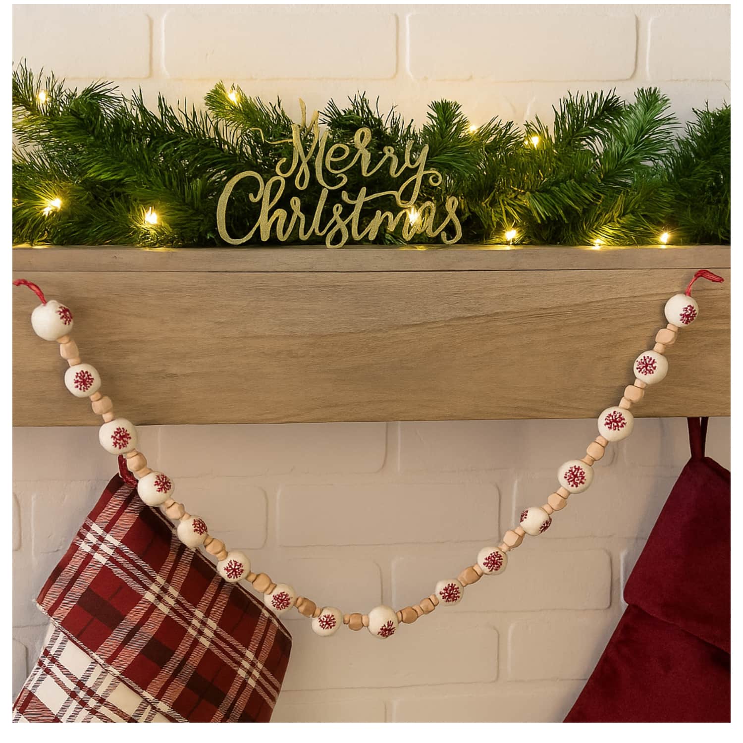 6ft. Wood Snowflake Ball Garland by Ashland&#xAE;