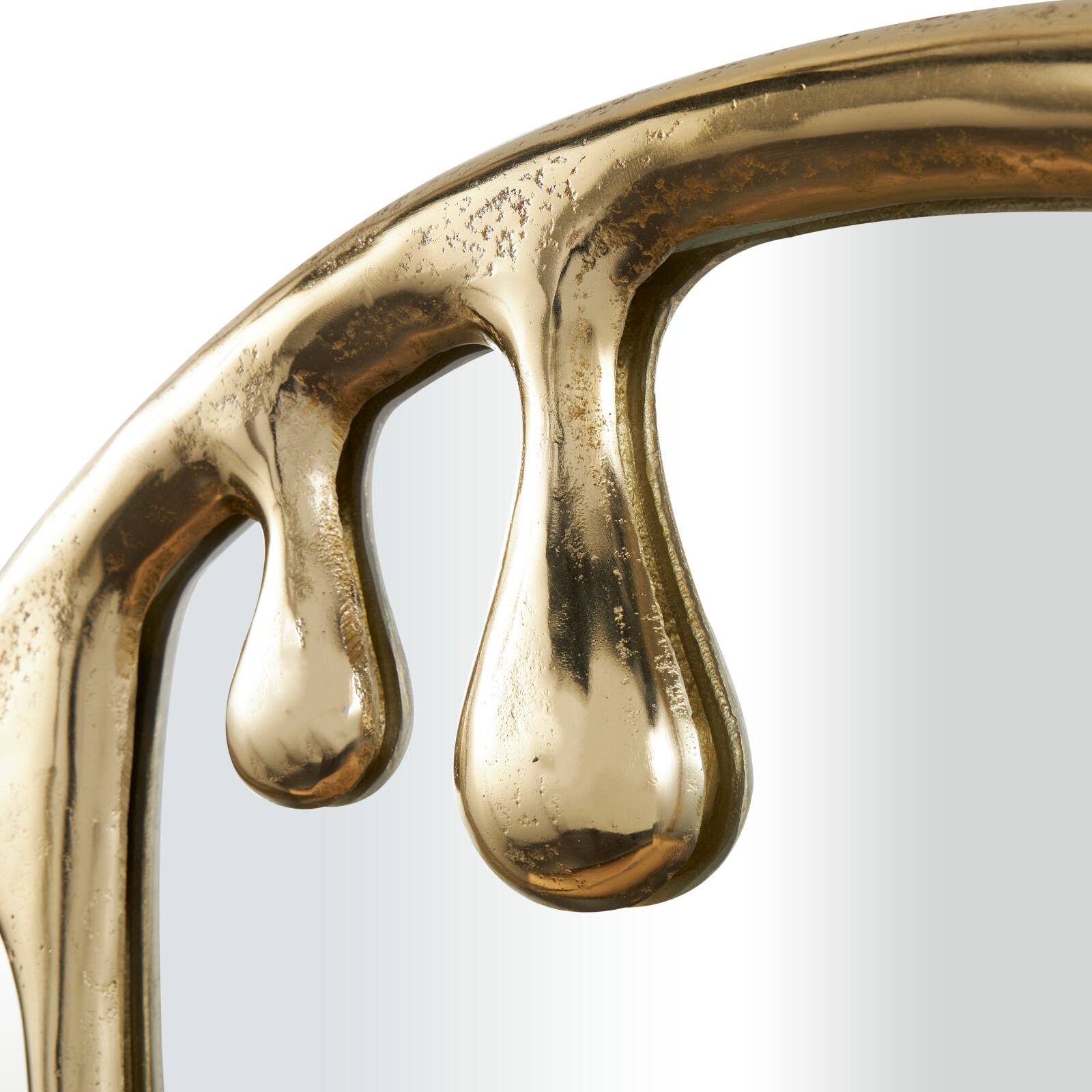 43&#x22; Gold Abstract Drip Framed Round Wall Mirror