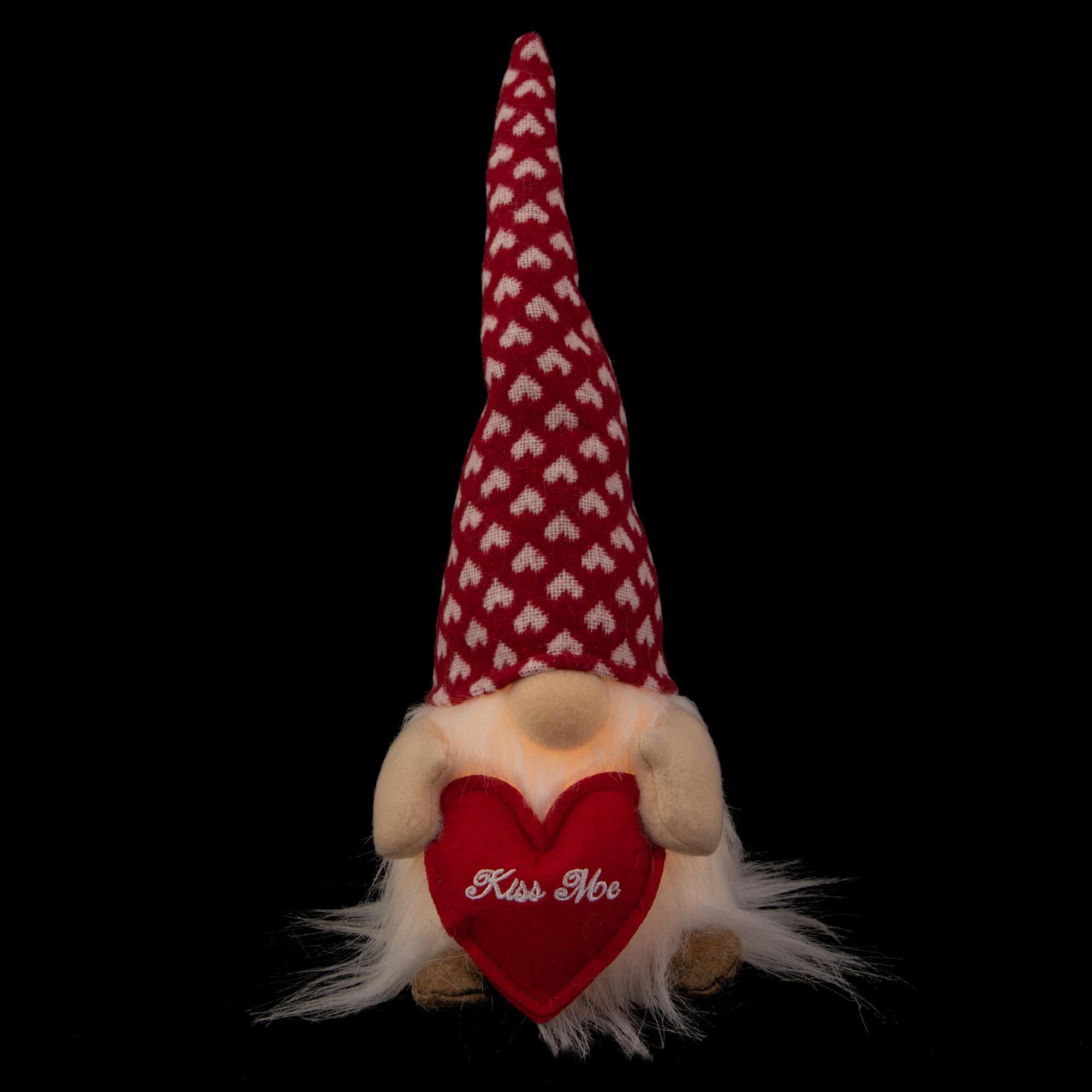 13&#x22; Lighted Boy Valentine&#x27;s Day Gnome With Kiss Me Heart