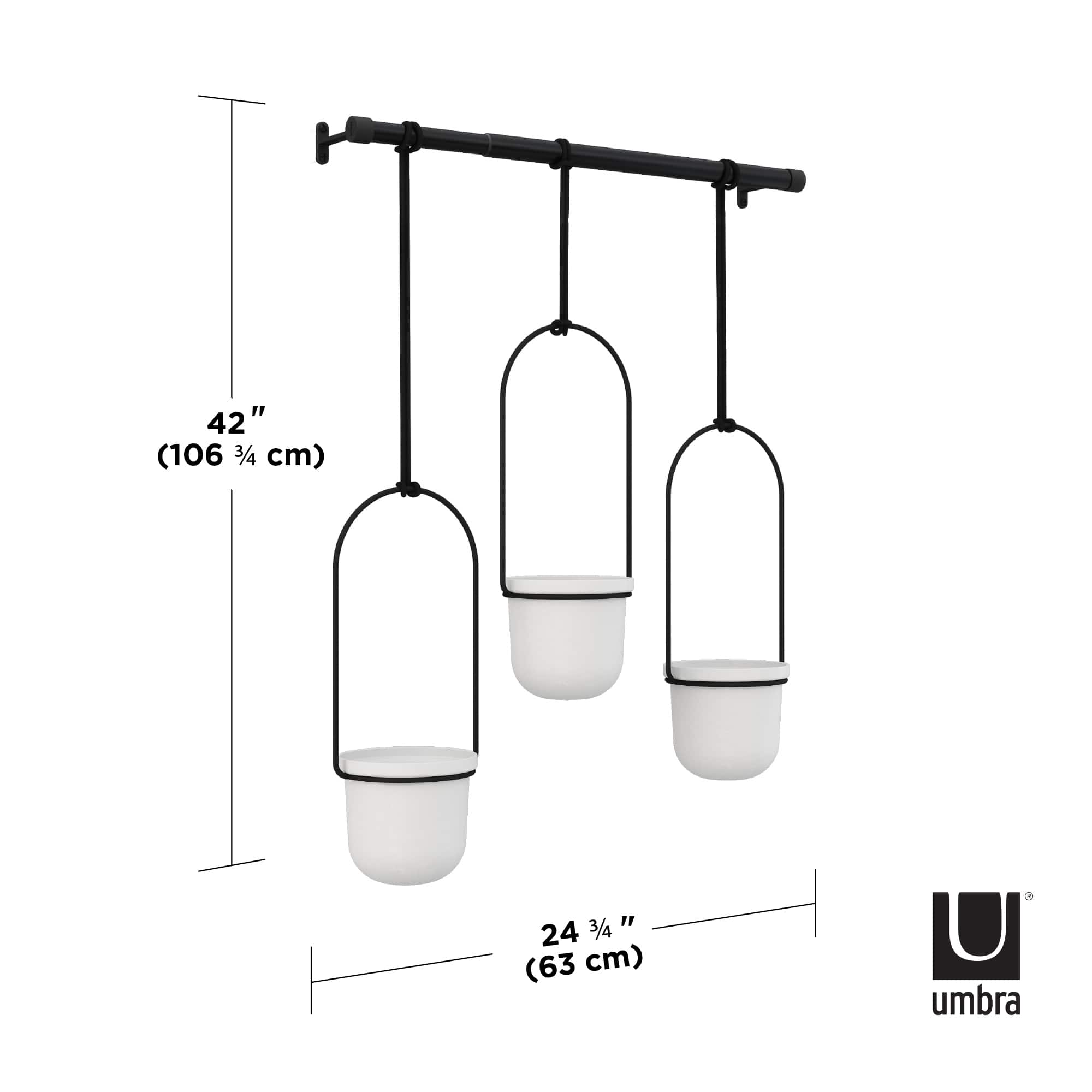 Umbra White & Black Triflora Hanging Planter Set