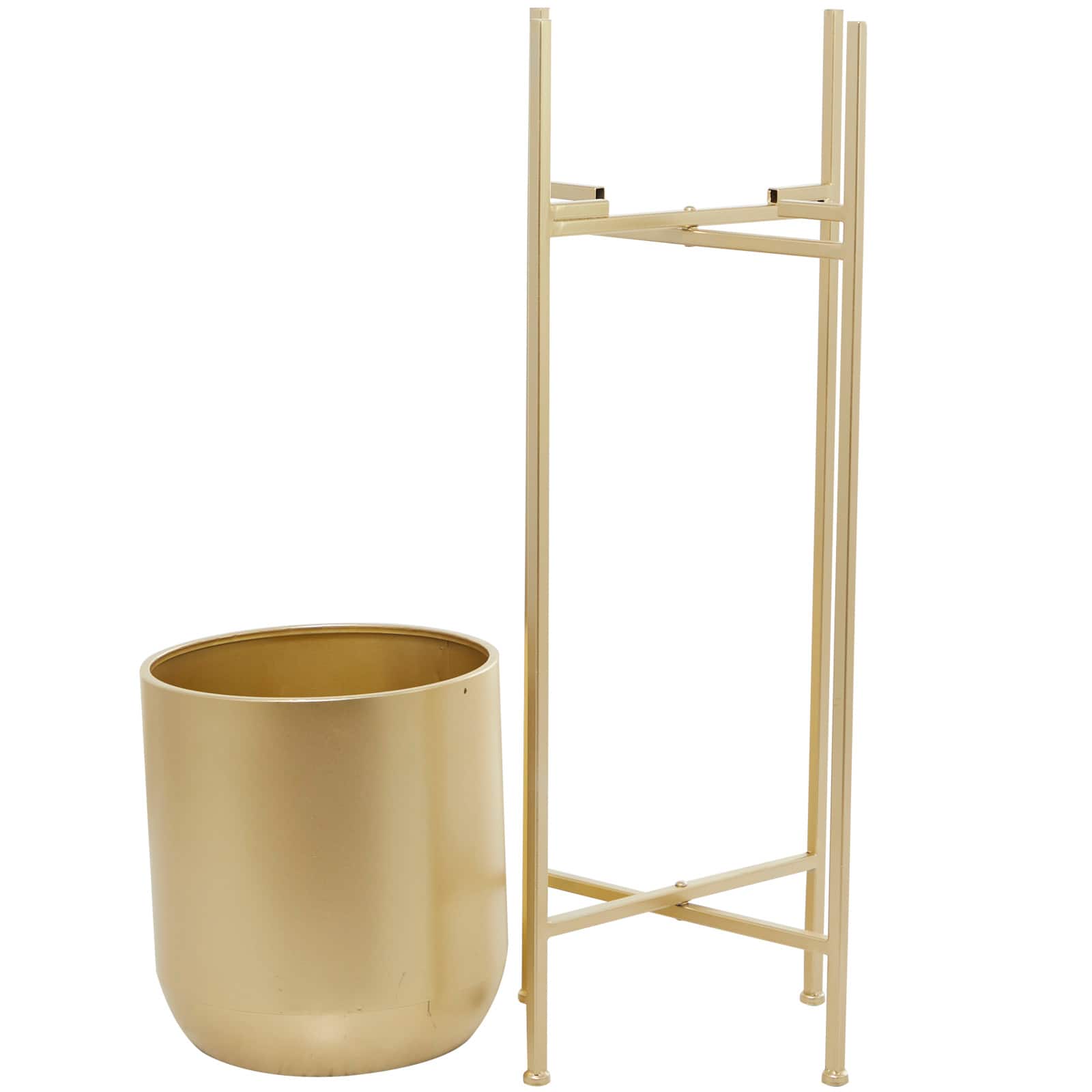 Gold Metal Modern Planter, 13" x 13" x 41"