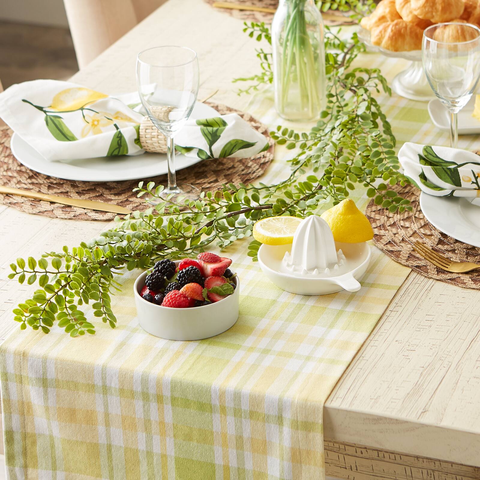 Lemon Bliss Plaid Table Runner 14&#x22; x 108&#x22;