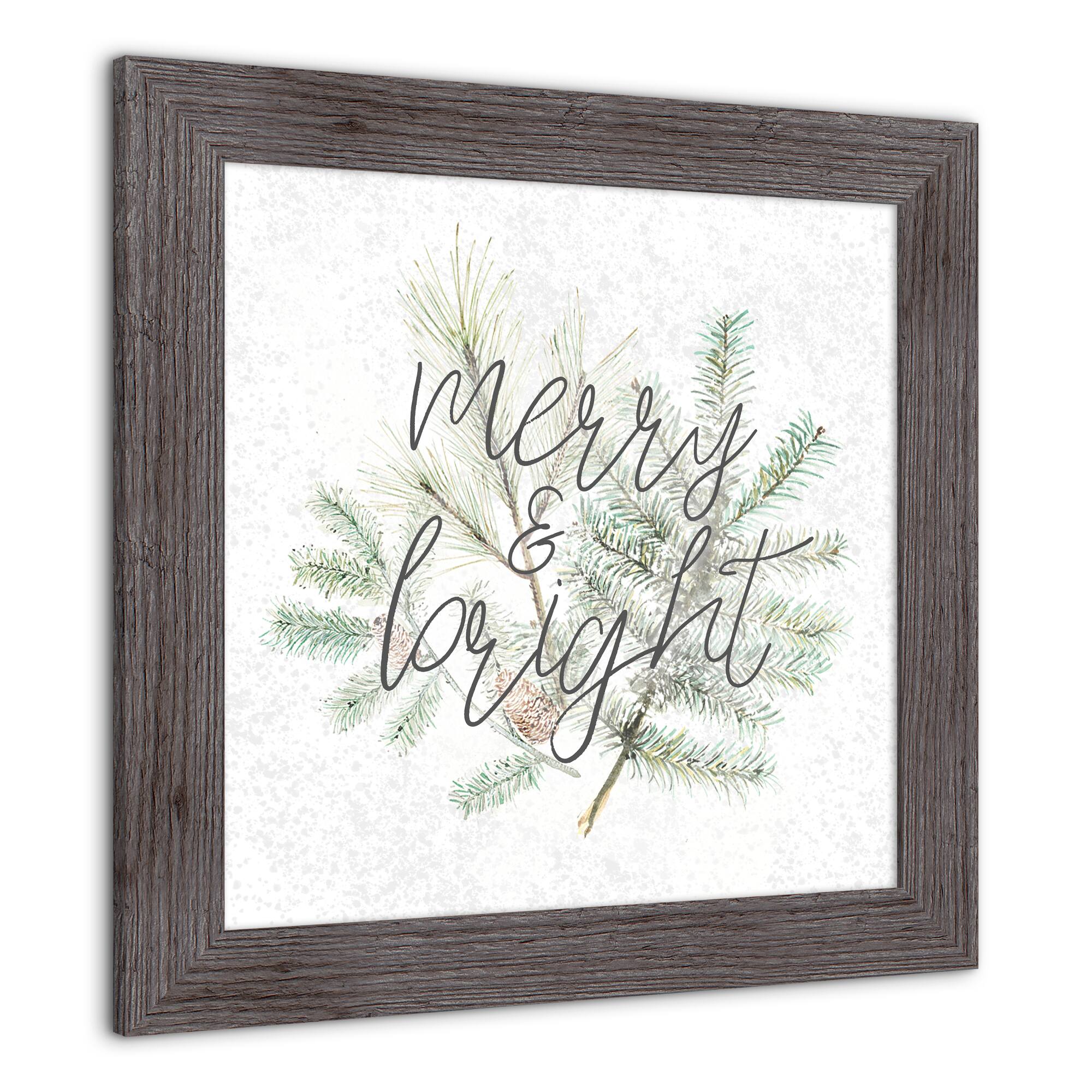 16&#x22; Merry &#x26; Bright Western Gray Framed Print