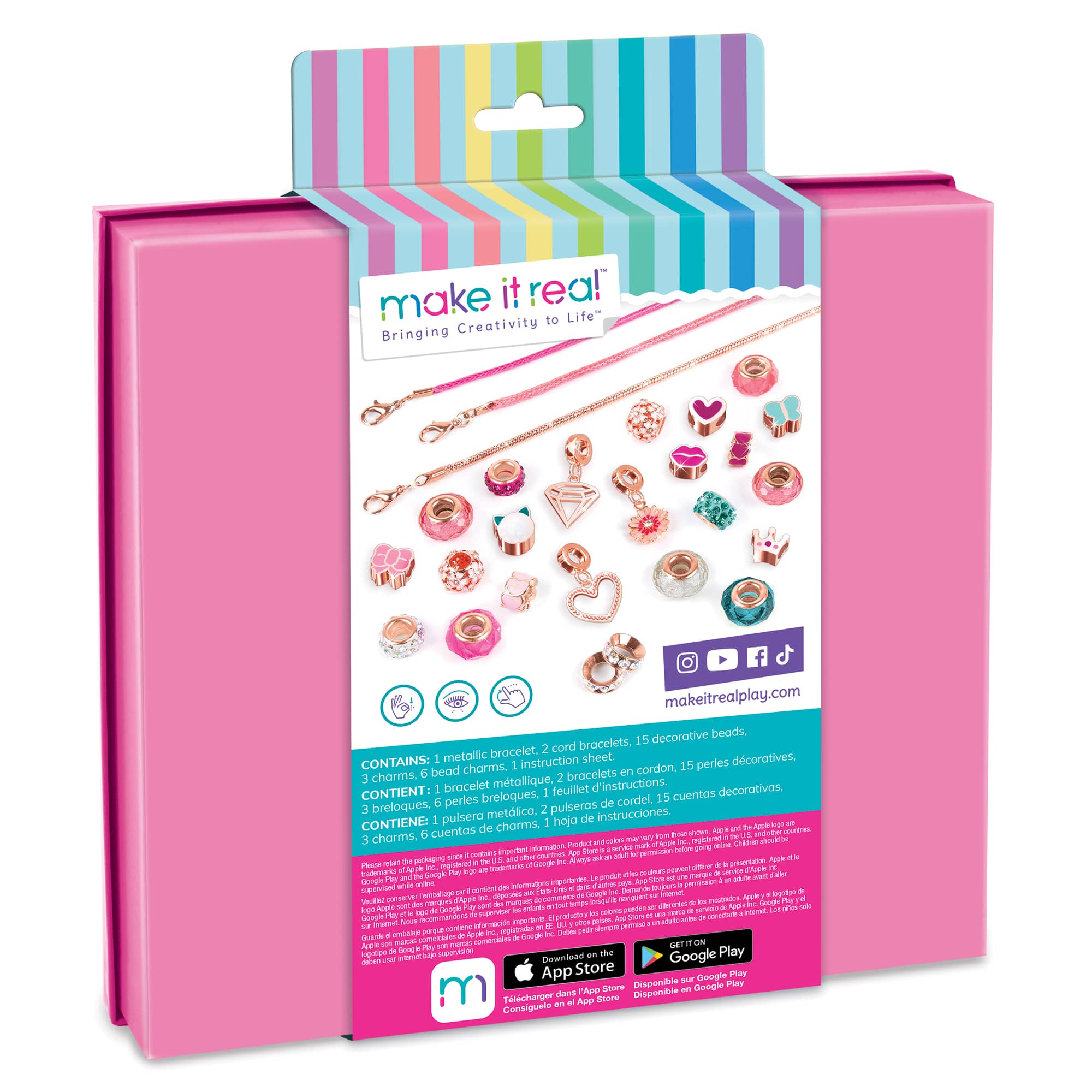 8 Pack: Make It Real™ Think Pink Halo Charms Bracelets Kit
