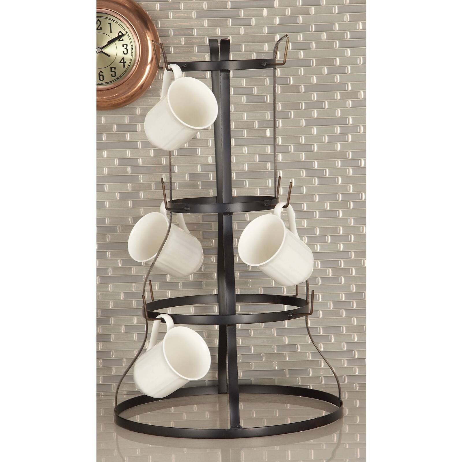16&#x22; &#x26; 24&#x22; Black Metal Farmhouse Mug Holder Set