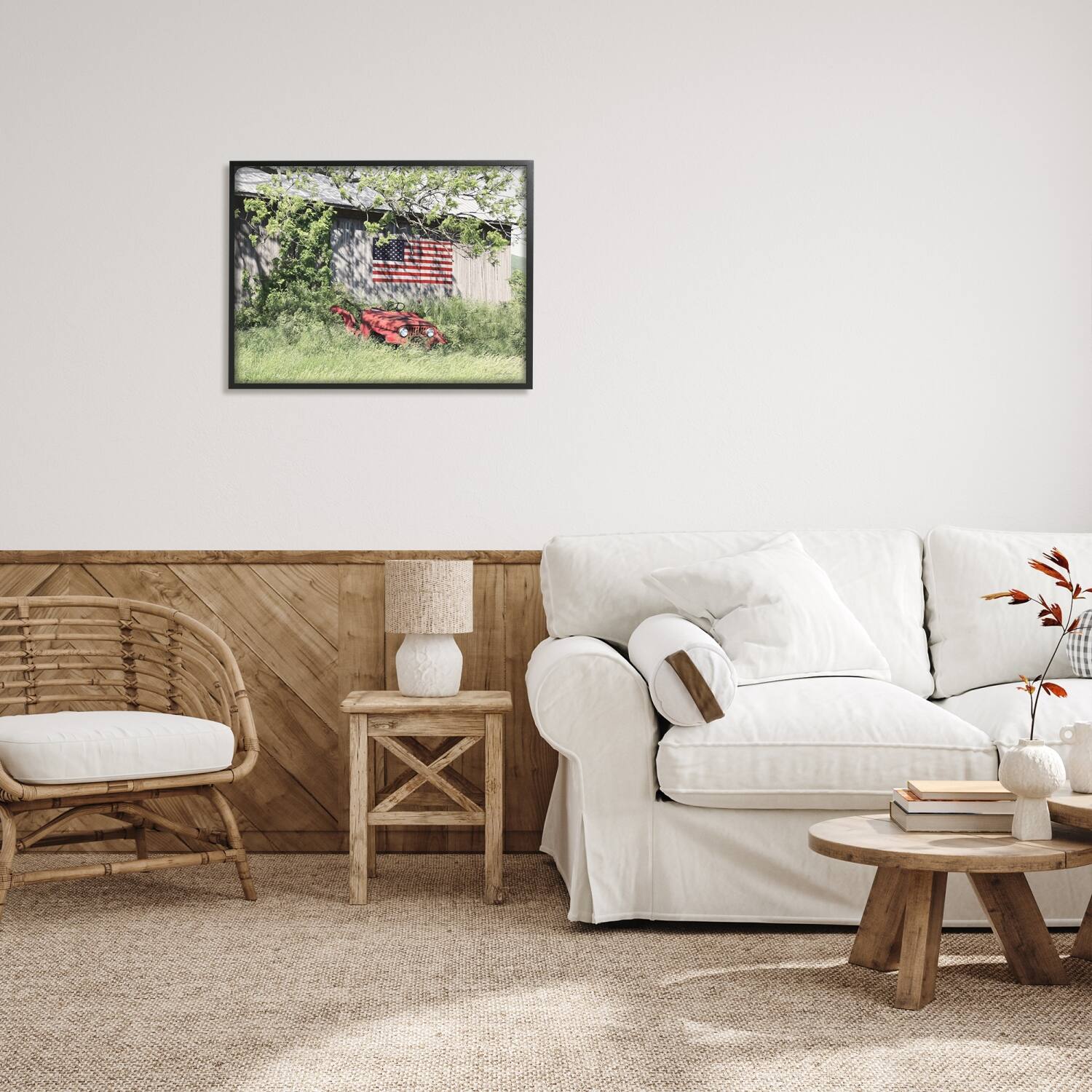 Stupell Industries Americana Lush Country Greenery Framed Giclee Art