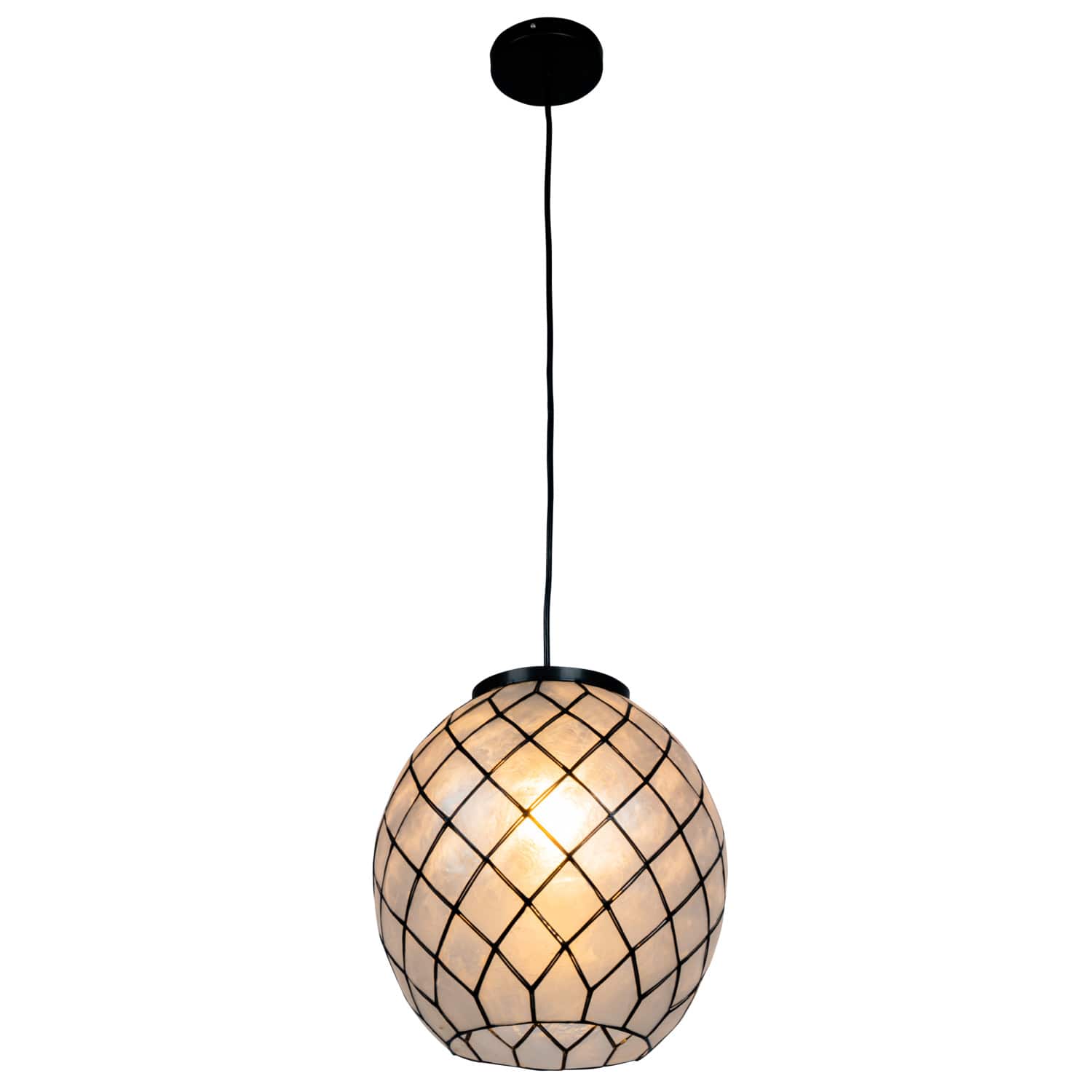 Hello Honey&#xAE; Marina Natural Capiz &#x26; Metal Orb Pendant Ceiling Light