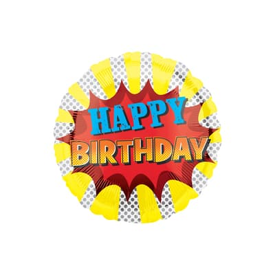 17" Super Hero Happy Birthday Mylar Balloon image