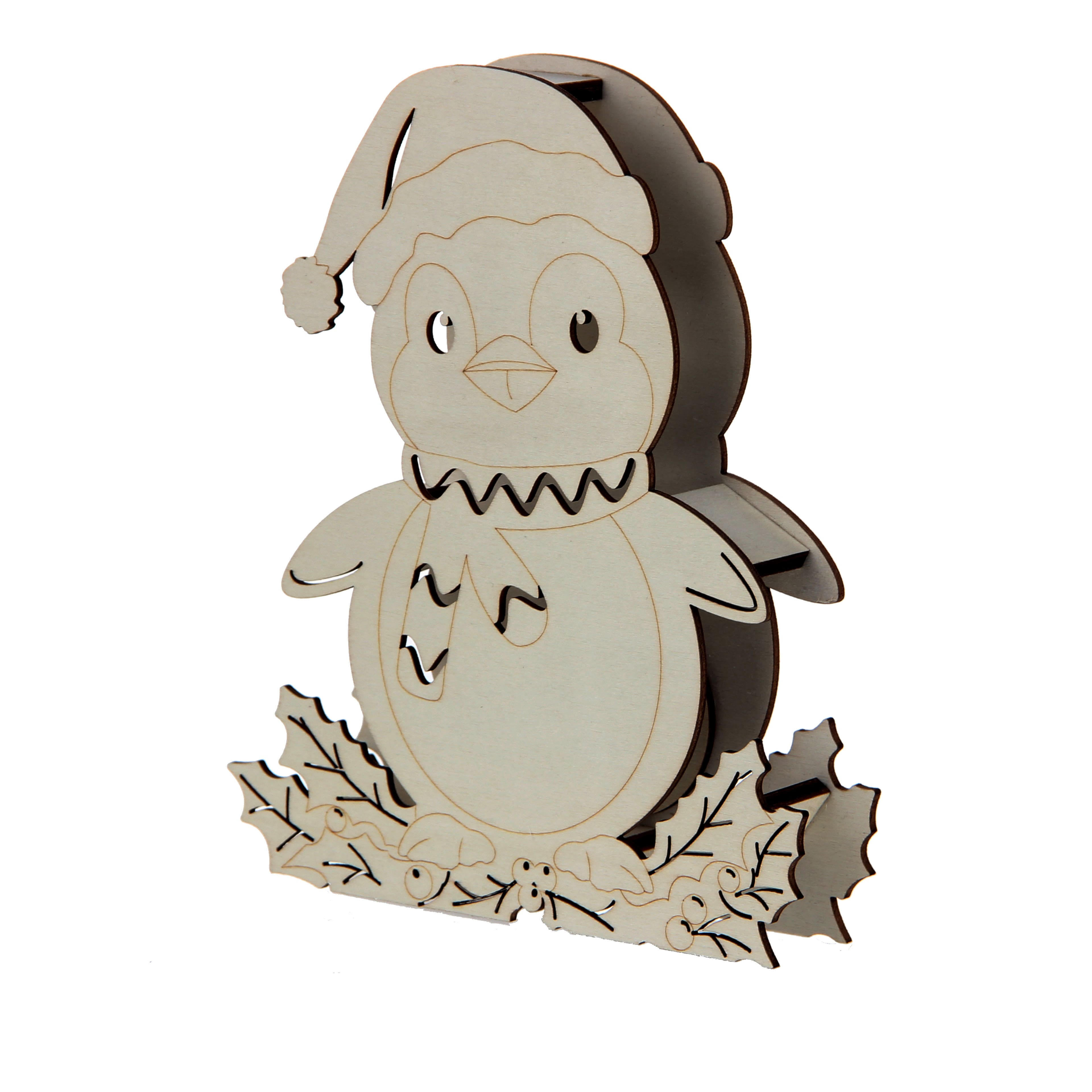 7&#x22; Penguin DIY LED Wood D&#xE9;cor by Make Market&#xAE;