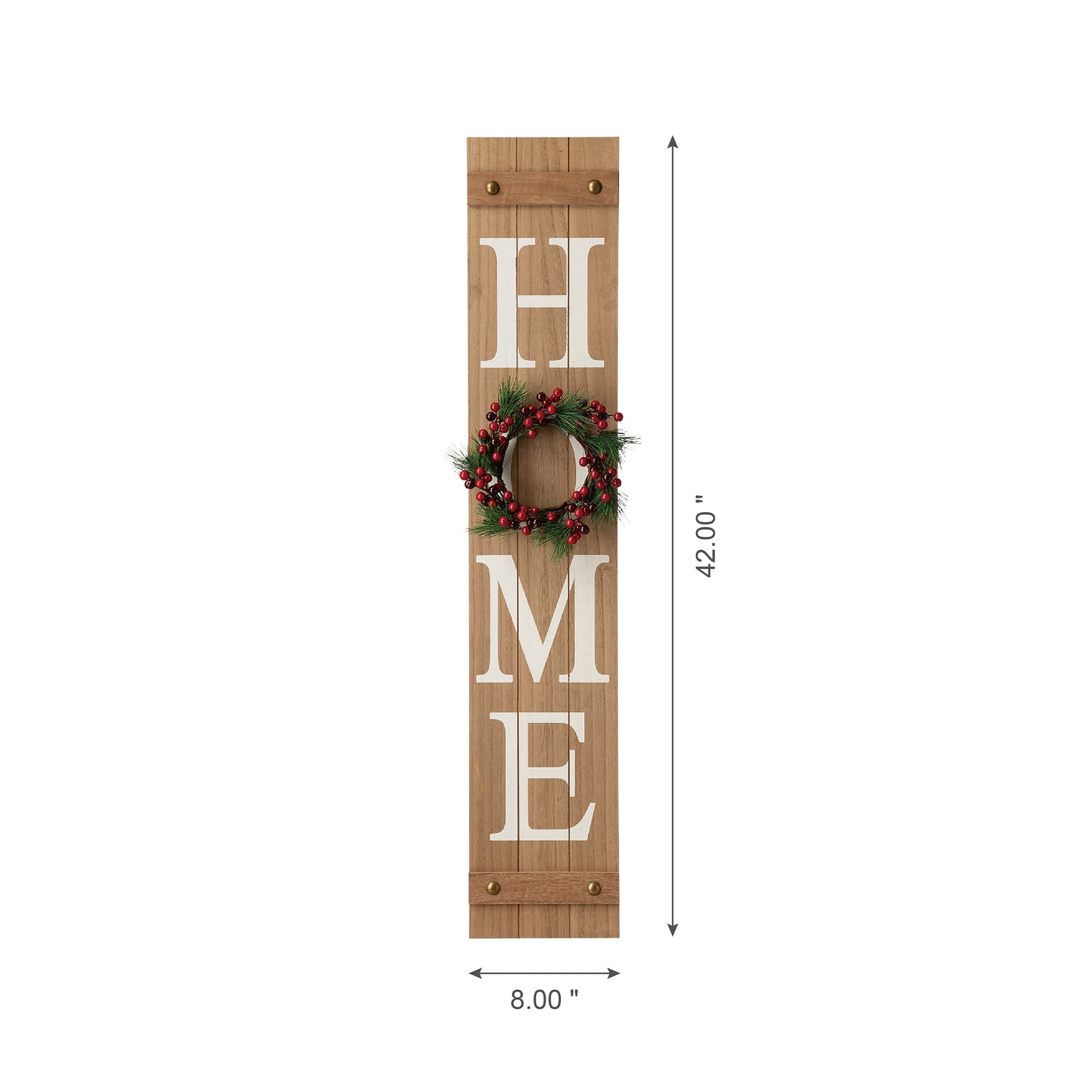 Glitzhome 42&#x22;H Wooden Brown &#x22;HOME&#x22; Porch Sign with 3 Changable Wreaths