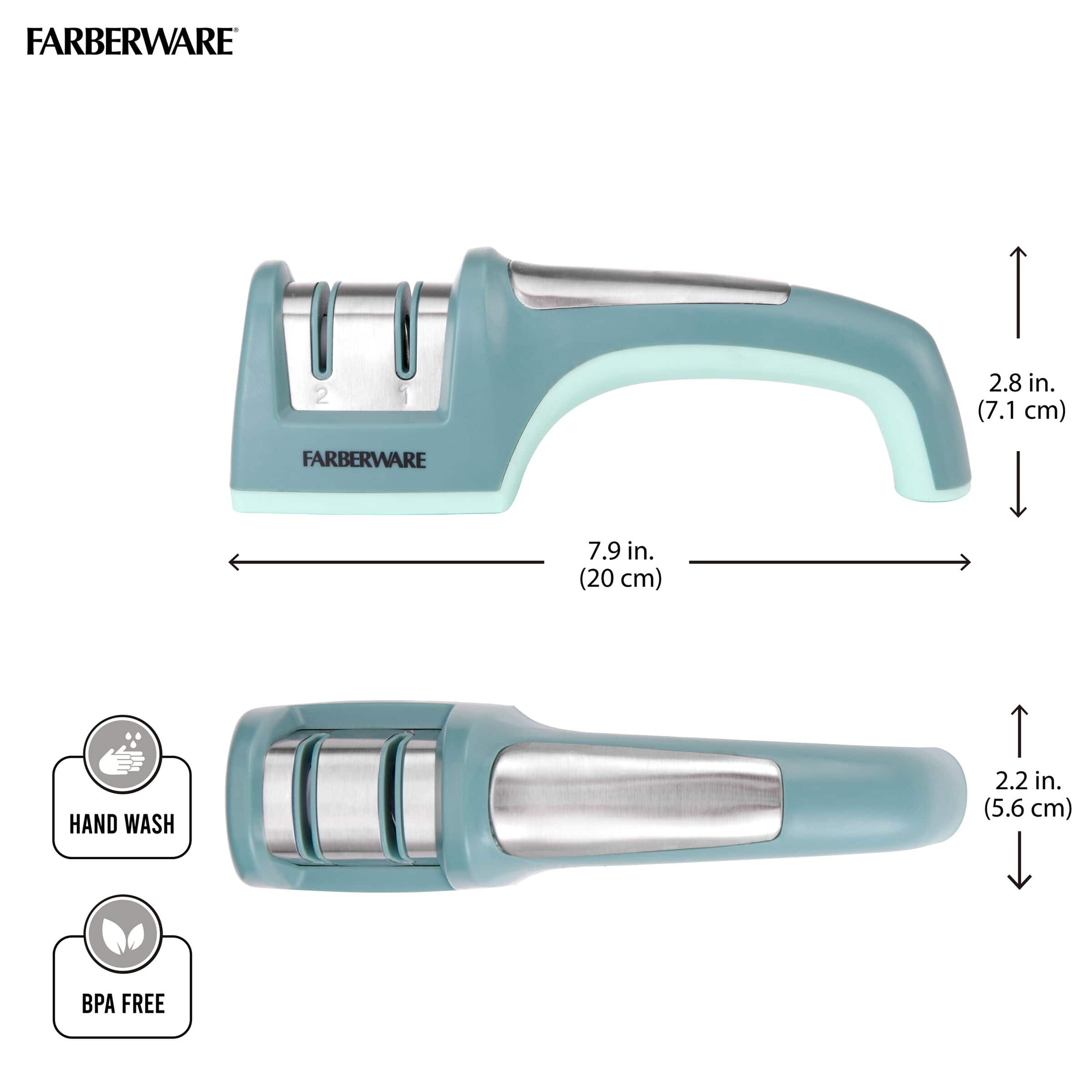 Farberware Edgekeeper Teal 2-Stage Handheld Kitchen Knife Sharpener