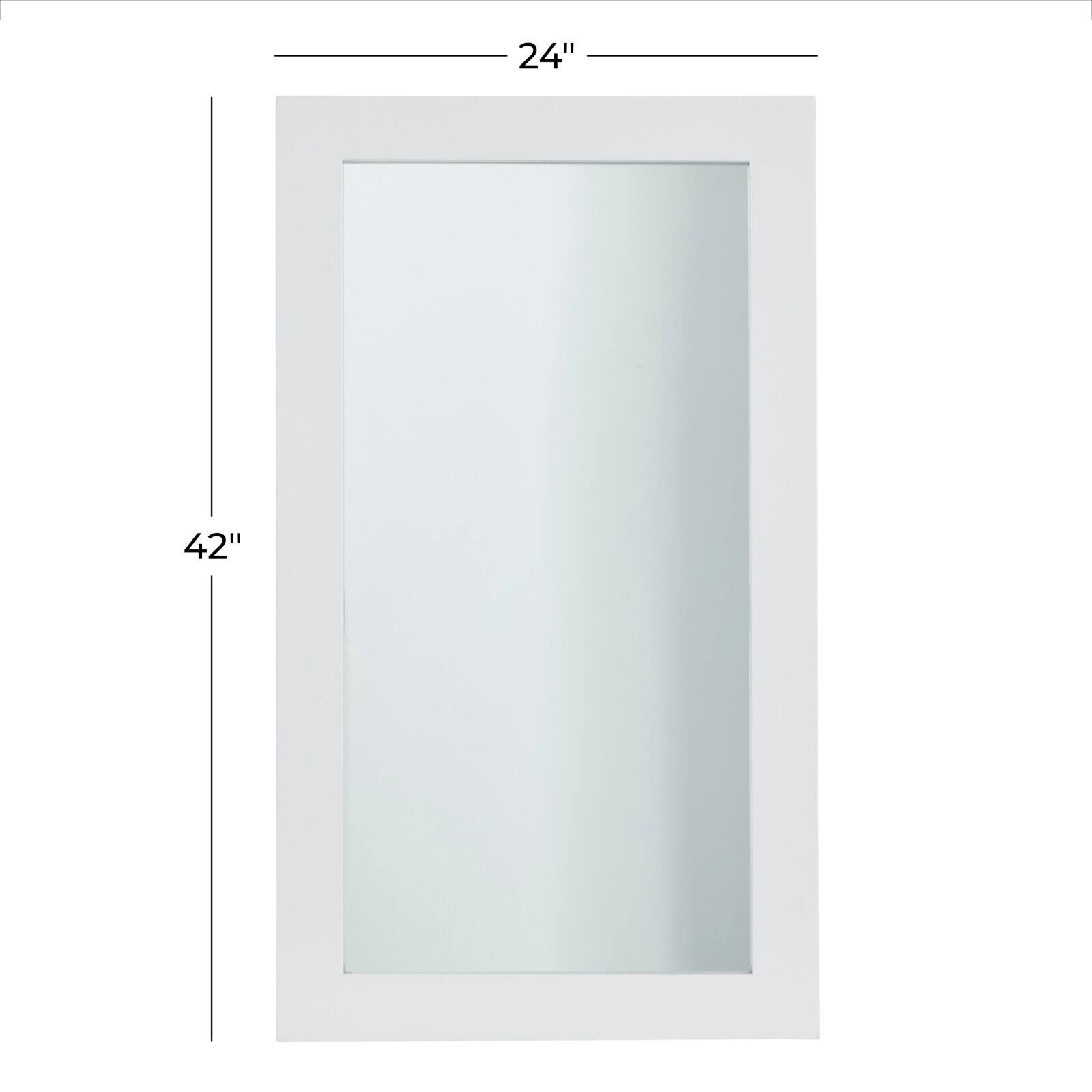 White Wood Contemporary Wall Mirror 24&#x22; x 42&#x22;