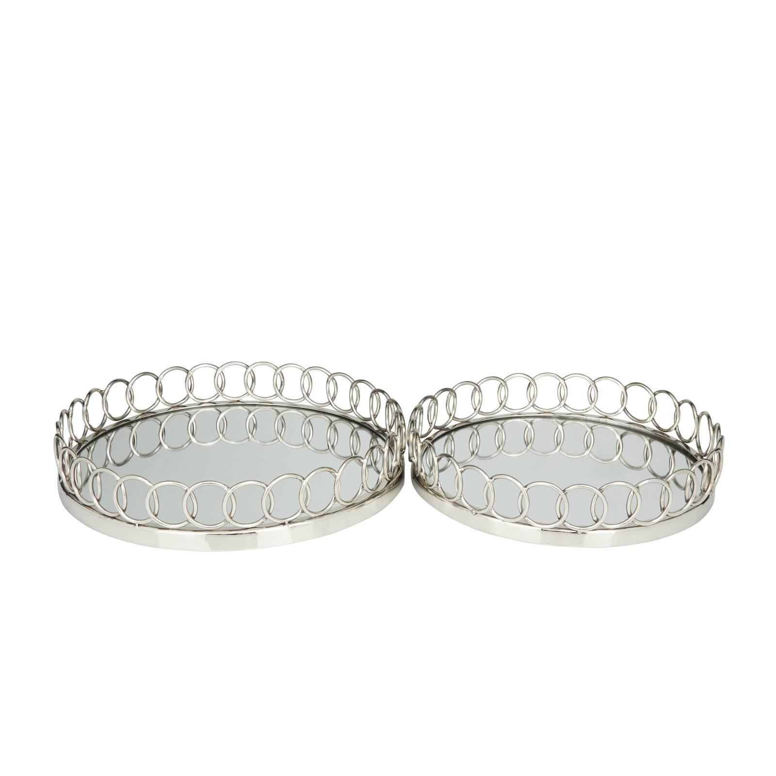 Silver Contemporary Tray, Set of 2" 16", 14"
