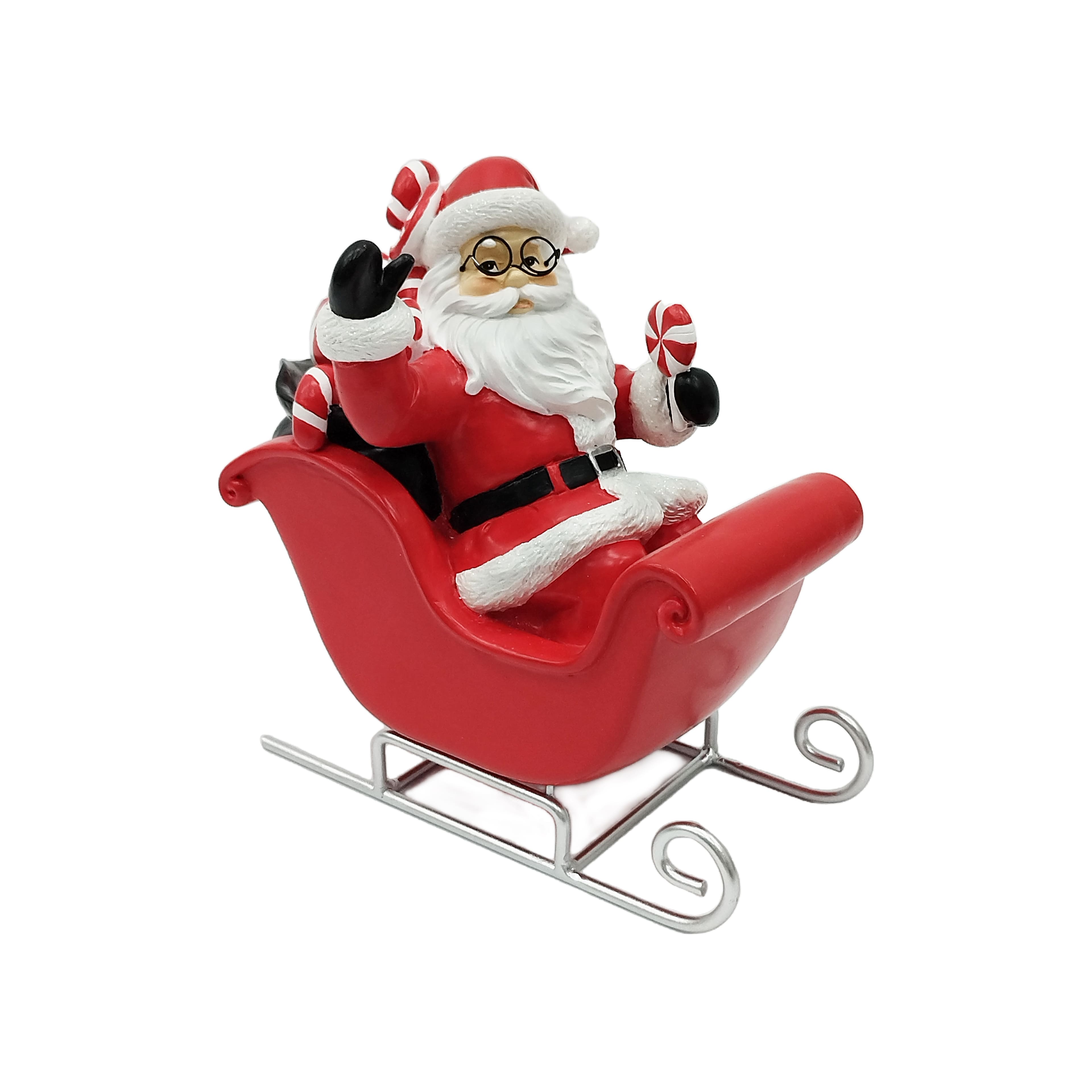 7.25&#x22; Red &#x26; White Peppermint Santa in Sleigh Tabletop D&#xE9;cor by Ashland&#xAE;