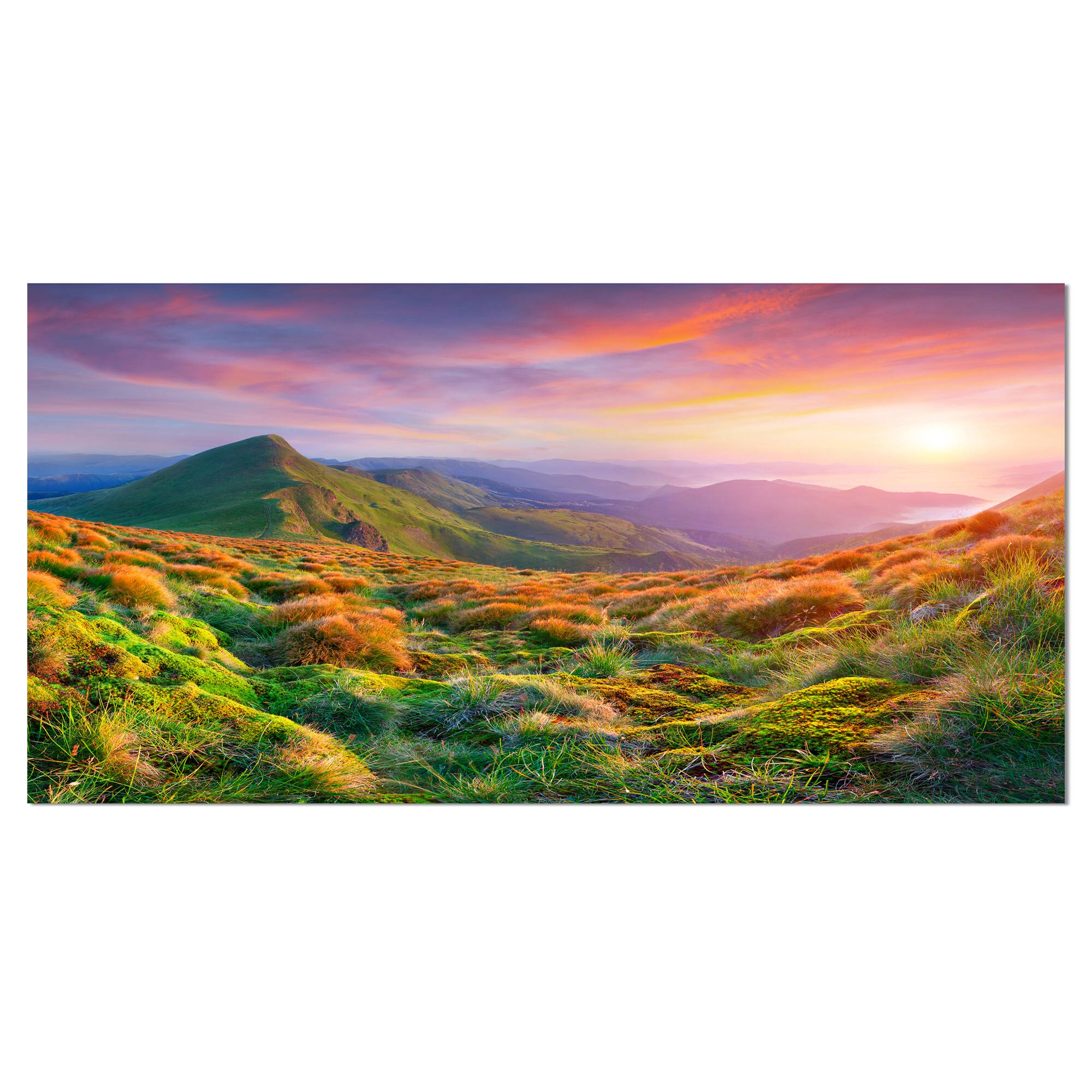 Designart - Pretty Colorful Sunset in Mountains - Landscape Photography Canvas Print