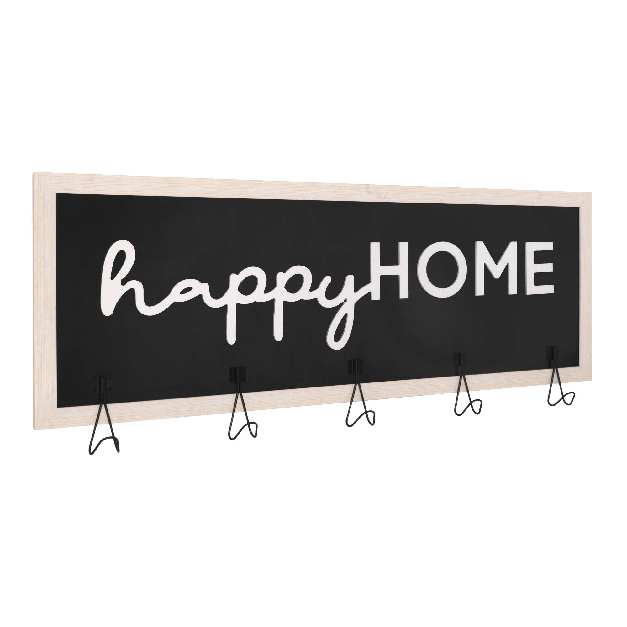 Rustic Happy Home Framed Coat Rack