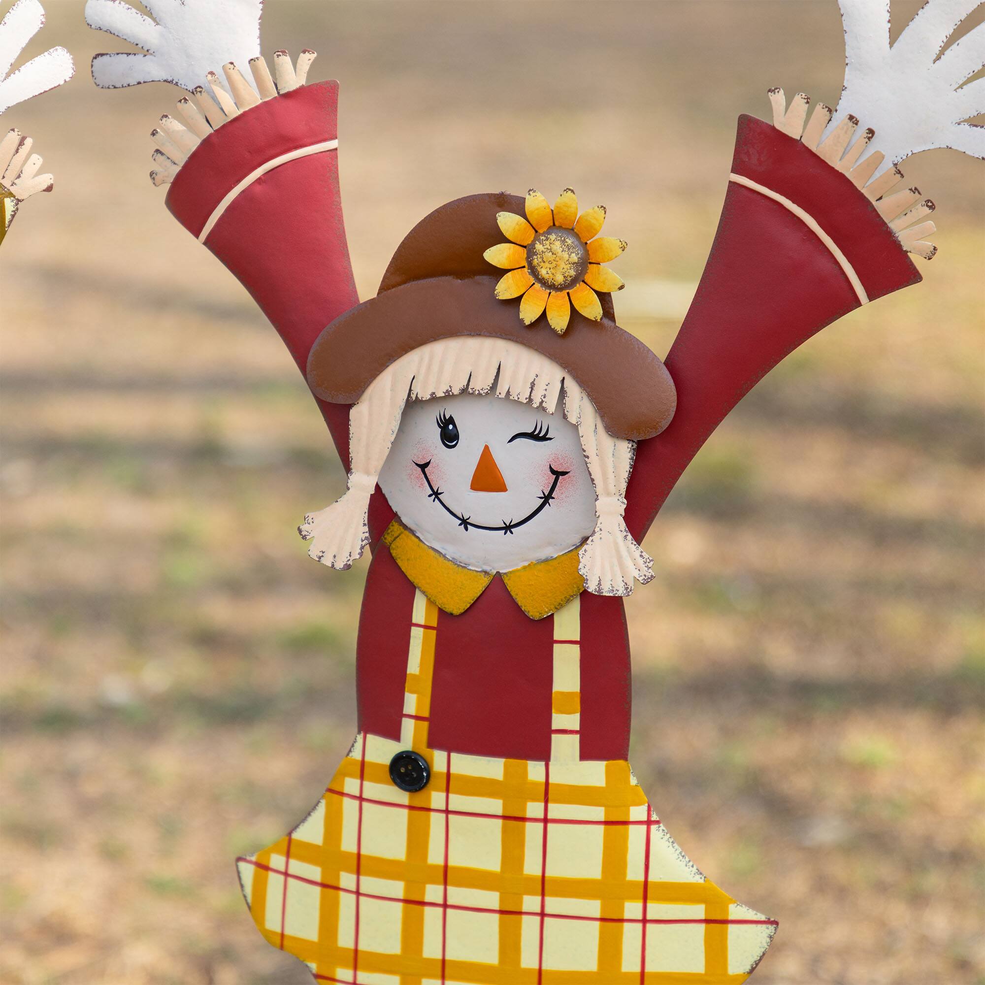Glitzhome® 36" Fall Metal Scarecrow Yard Stake Set