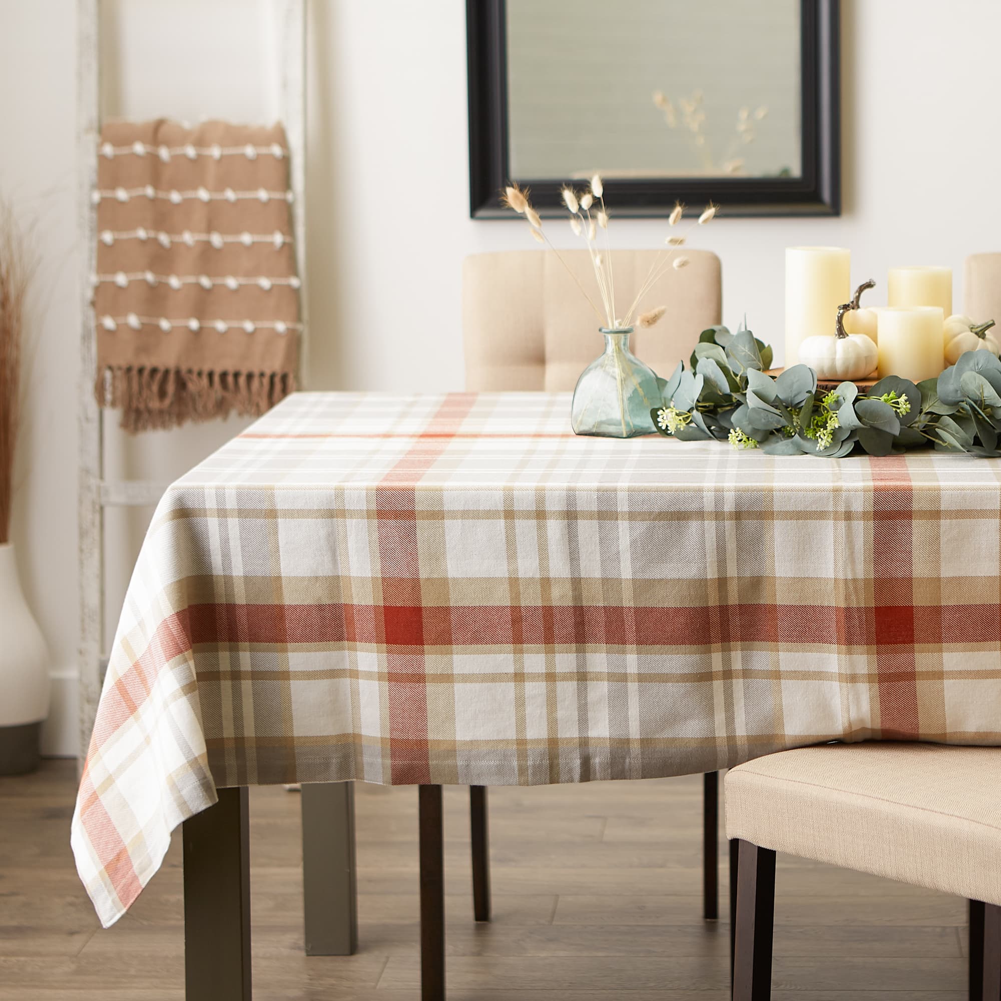 DII&#xAE; 120&#x22; Plaid Thanksgiving Cozy Picnic Tablecloth