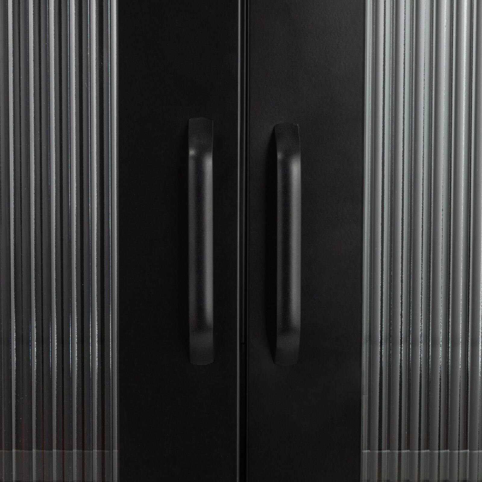 Hello Honey&#xAE; Black Solstice Tall Metal Curio Storage Cabinet with Arched Glass Doors