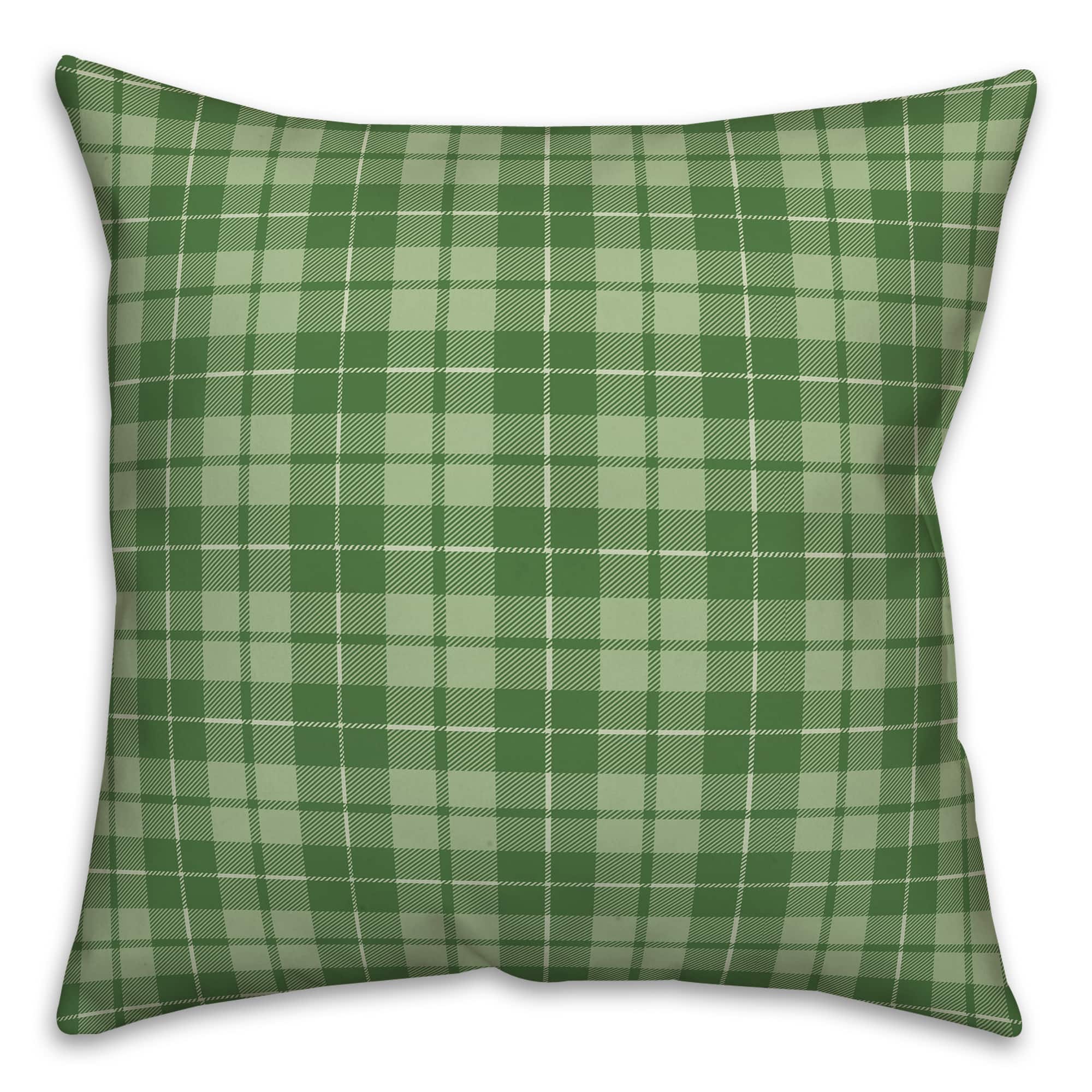 Luck, Love & Life Plaid Clover Wreath Throw Pillow