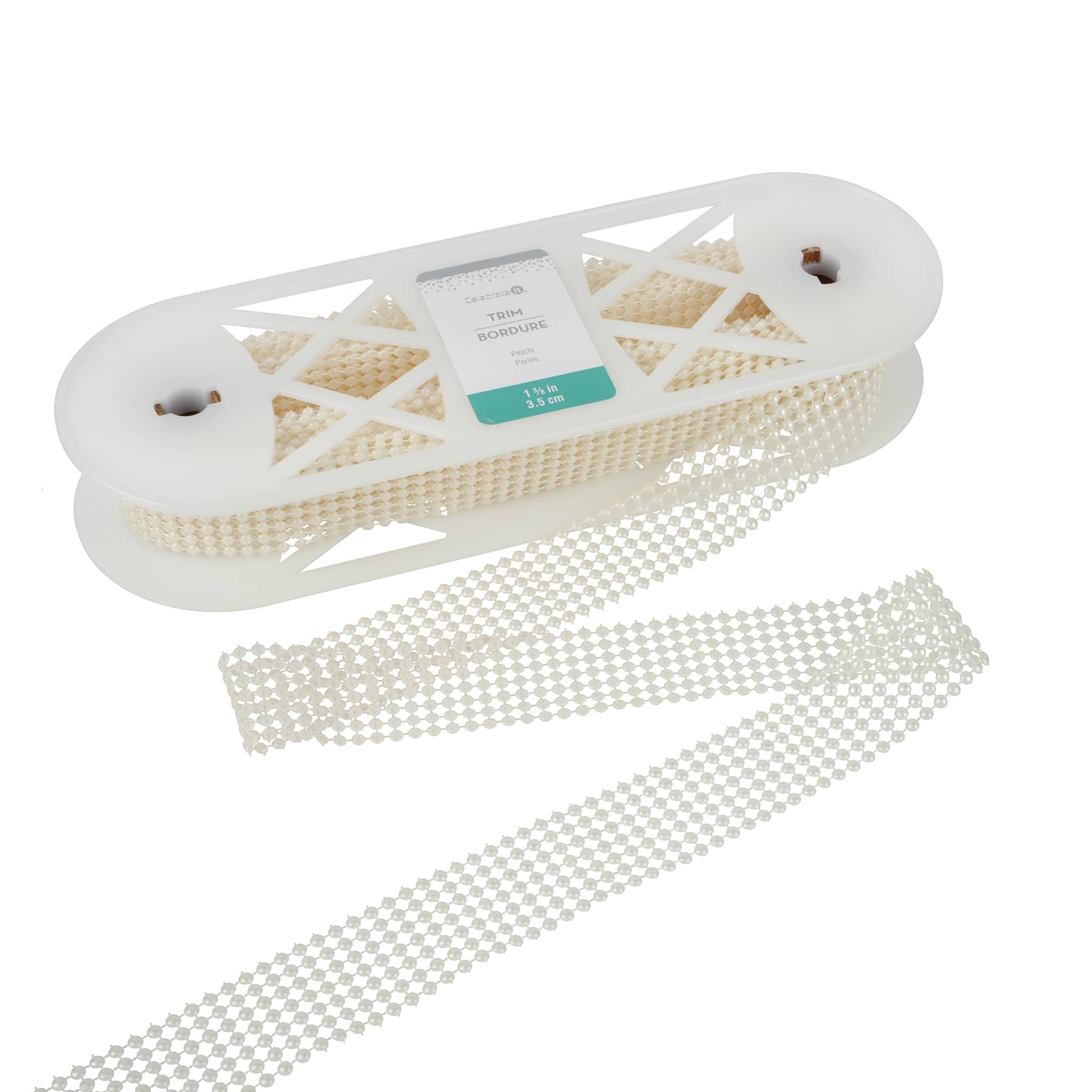 1 3/8&#x22; White Pearl Mesh Trim by Celebrate It&#xAE;