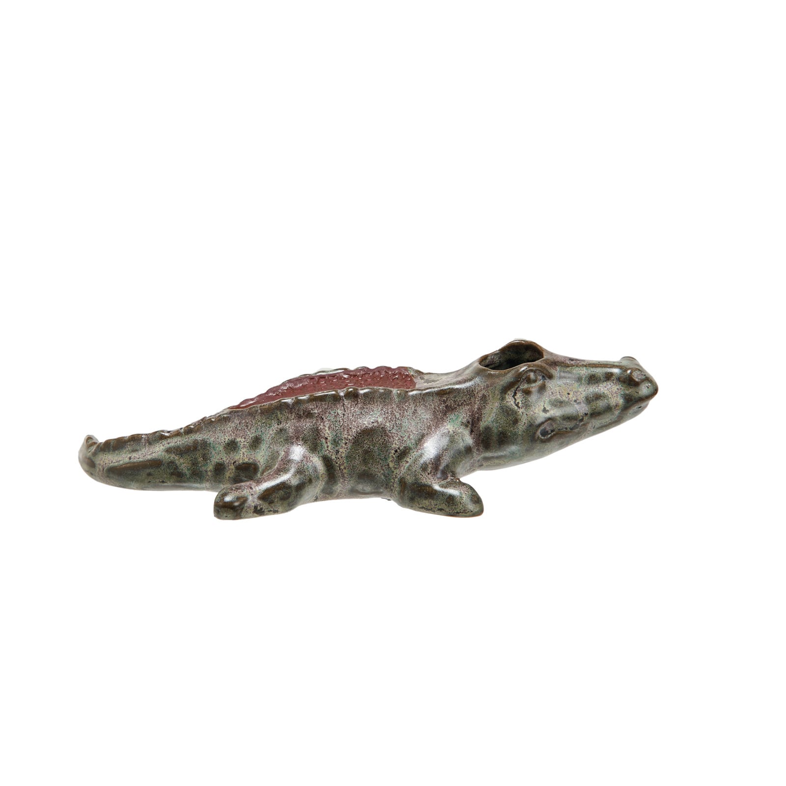 Hello Honey&#xAE; 6.5&#x22; Green Stoneware Alligator Match Holder