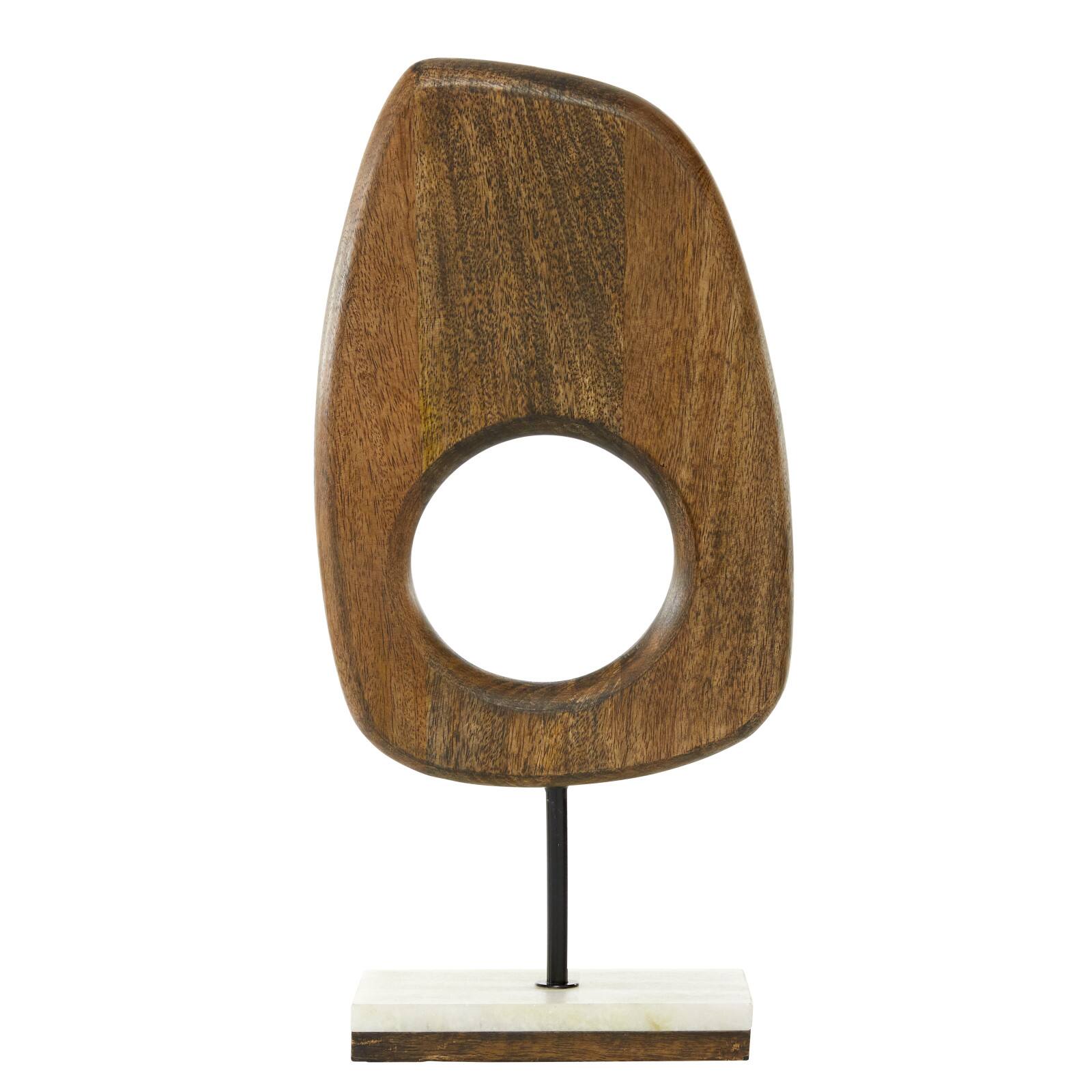 18&#x22; Brown Mango Wood Modern Sculpture