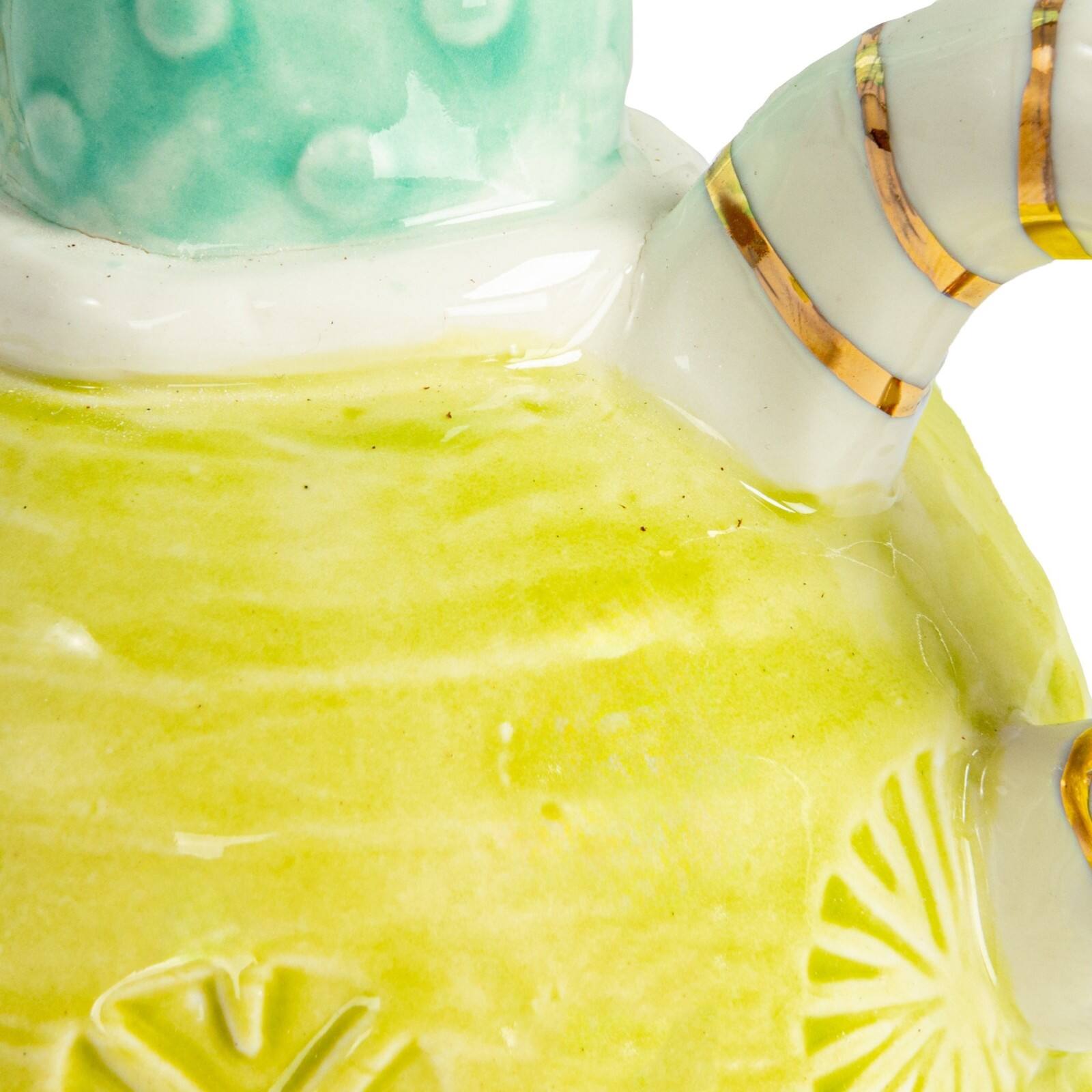 Hello Honey® 5" Tall Multicolor Stoneware Taper Candle Holder with Dual Handles