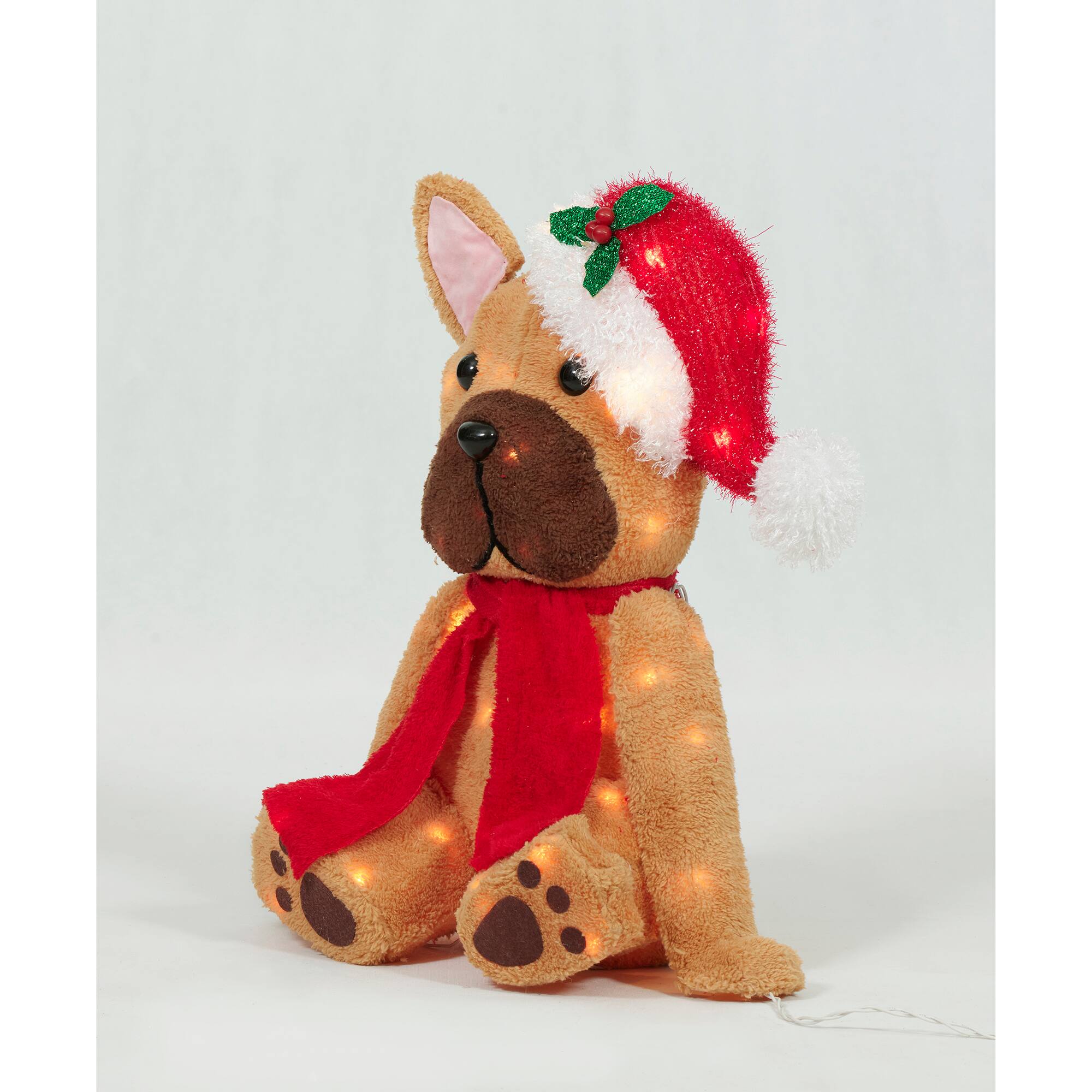 22&#x22; Plush Sitting Bulldog Sculpture with Hat