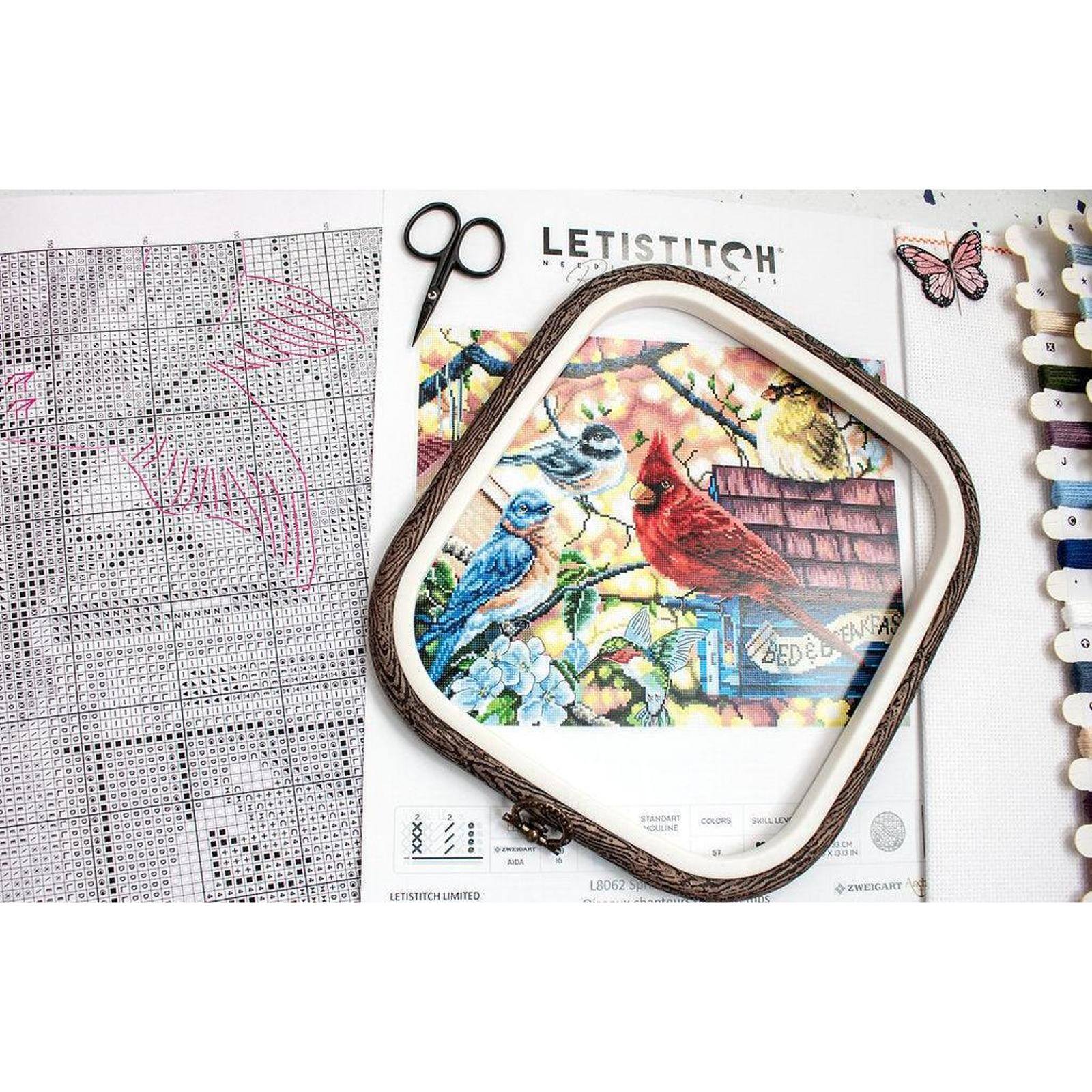 LetiStitch Springtime Songbirds Counted Cross Stitch Kit