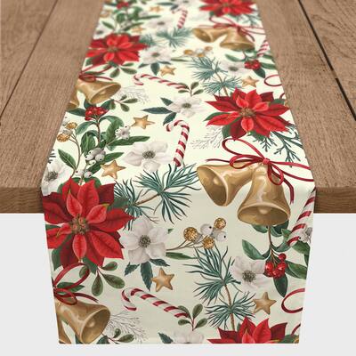 Poinsettia Floral Poly Twill Table Runner | Michaels