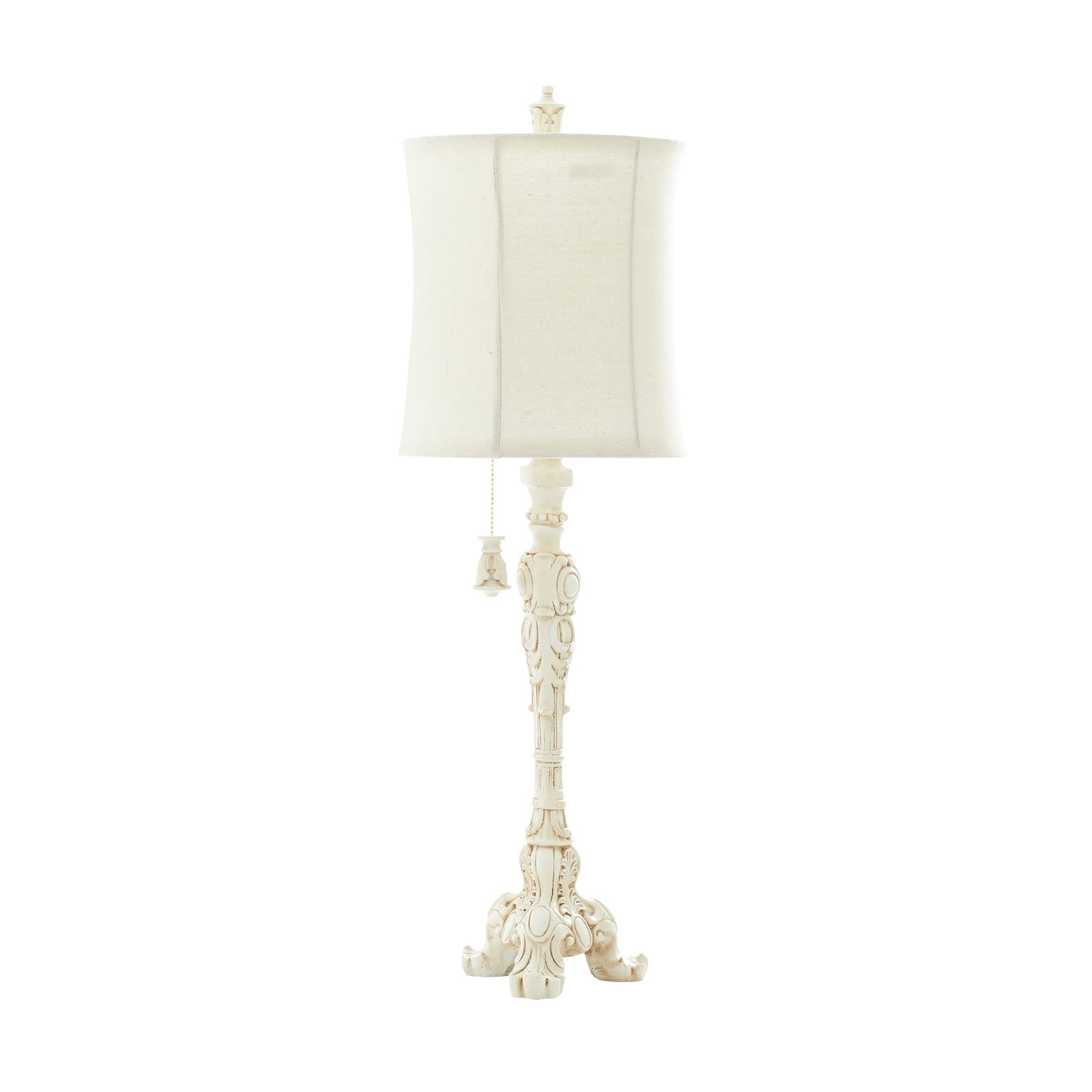 White Polystone Coastal Buffet Lamp 7" x 7" x 31"
