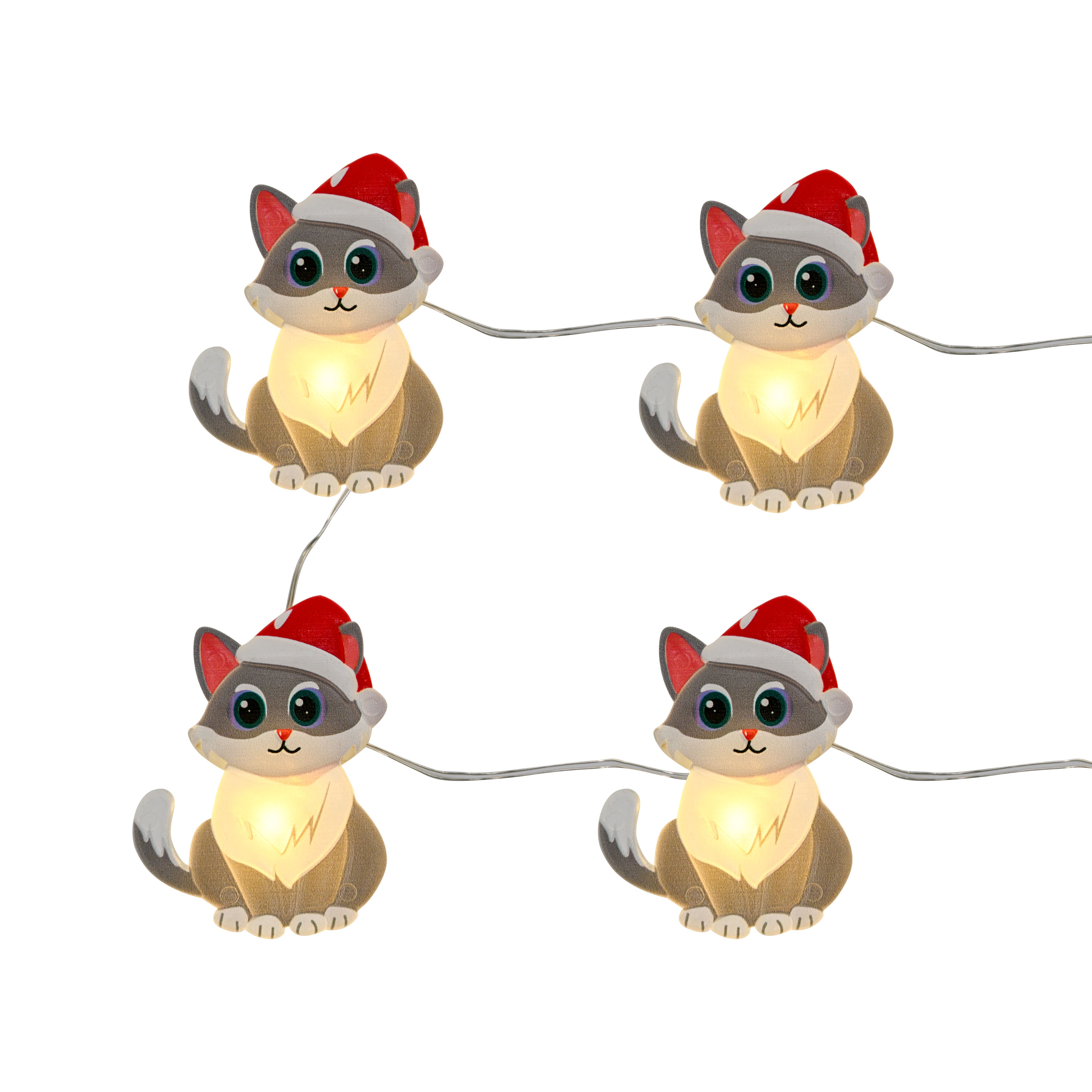 18ct. Warm White LED Gray Cat String Lights on Silver Wire by Ashland&#xAE;