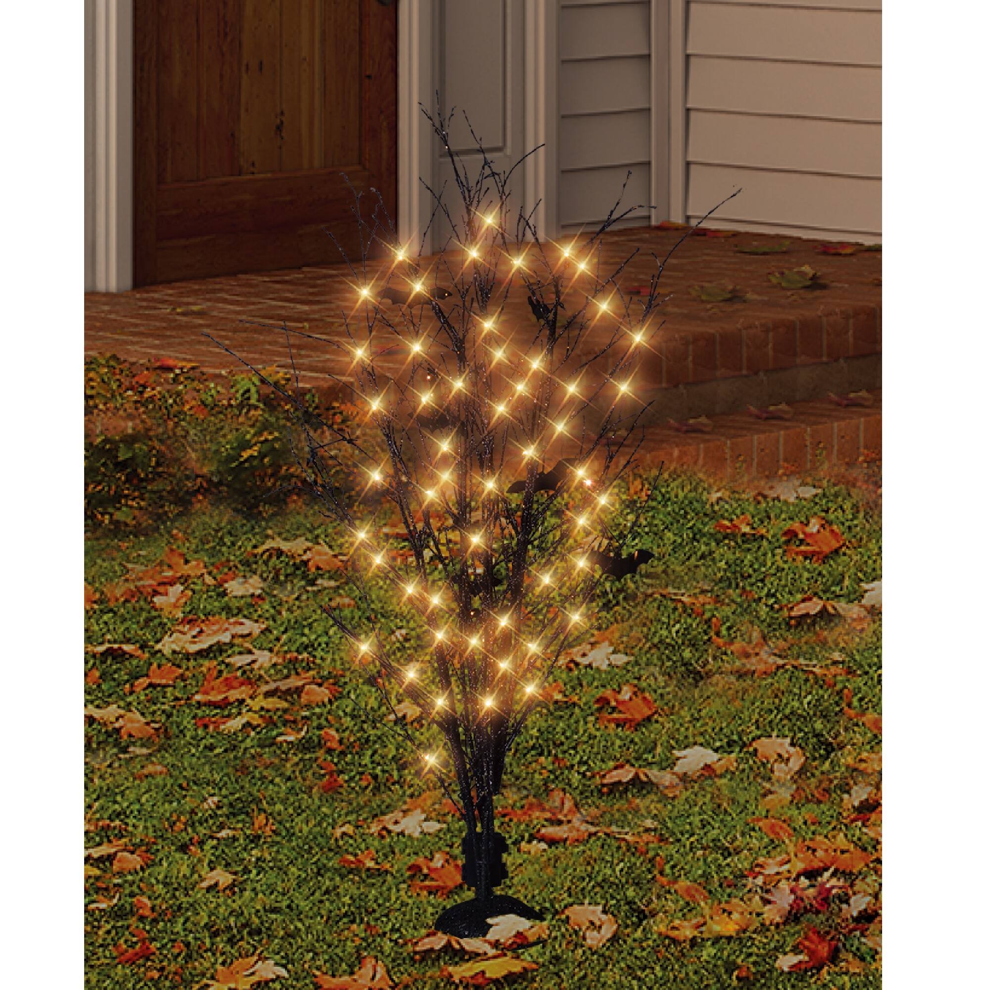 4.2ft. Pre-Lit LED Black Bamboo Halloween Tree