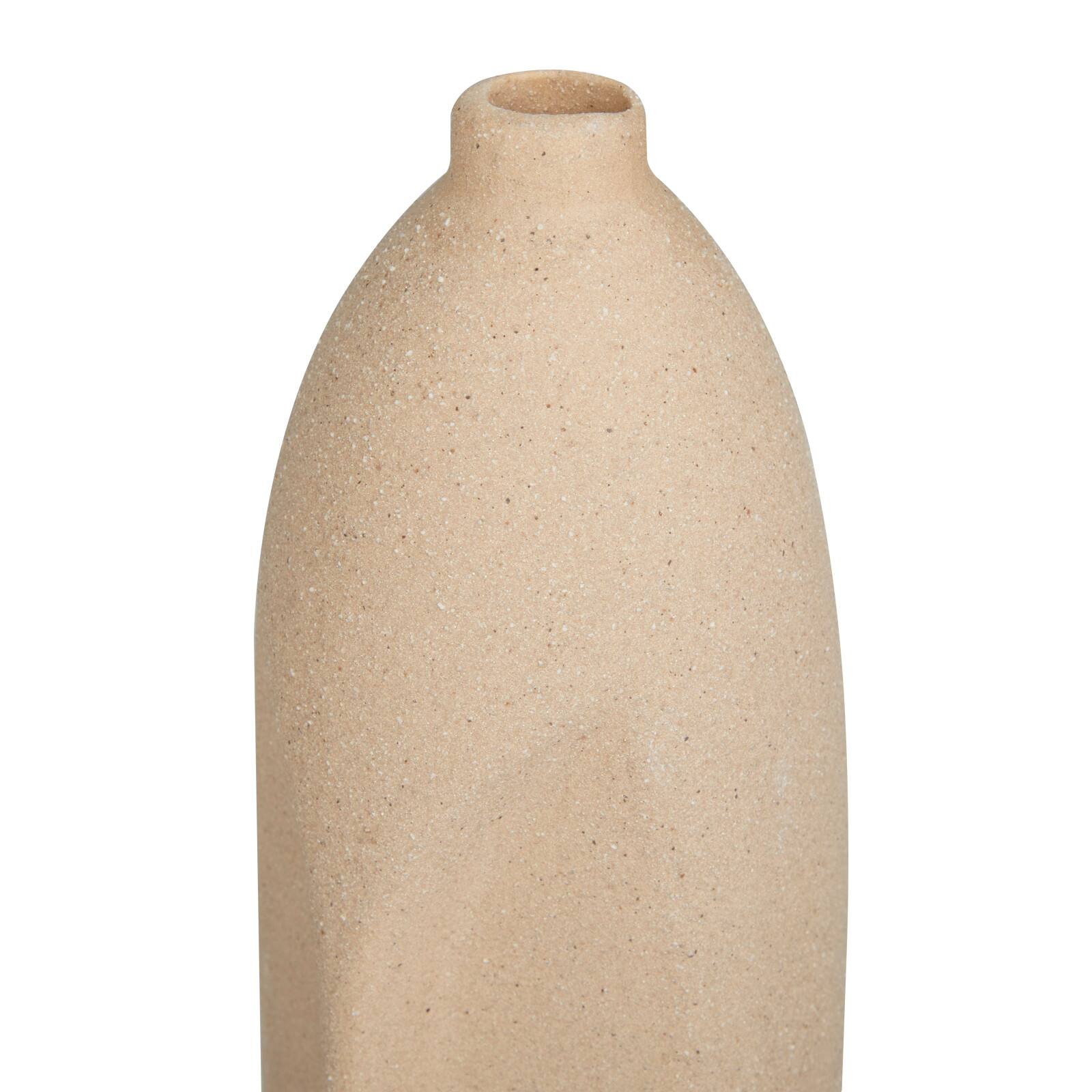 Set of 2 Beige Stoneware Contemporary Vase, 19" x 5" x 5"