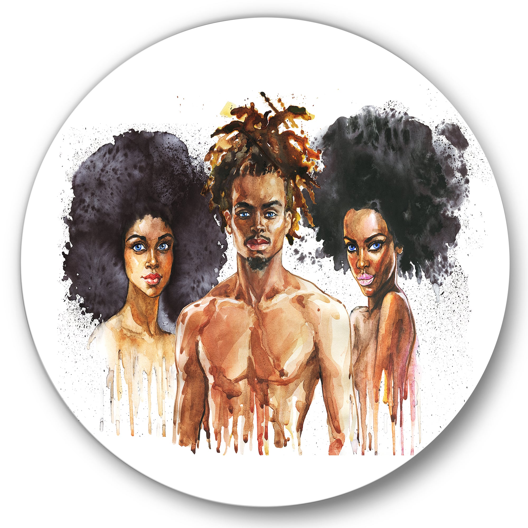 Designart - Afro Americam Fashion Portraits - Glam Metal Circle Wall Art