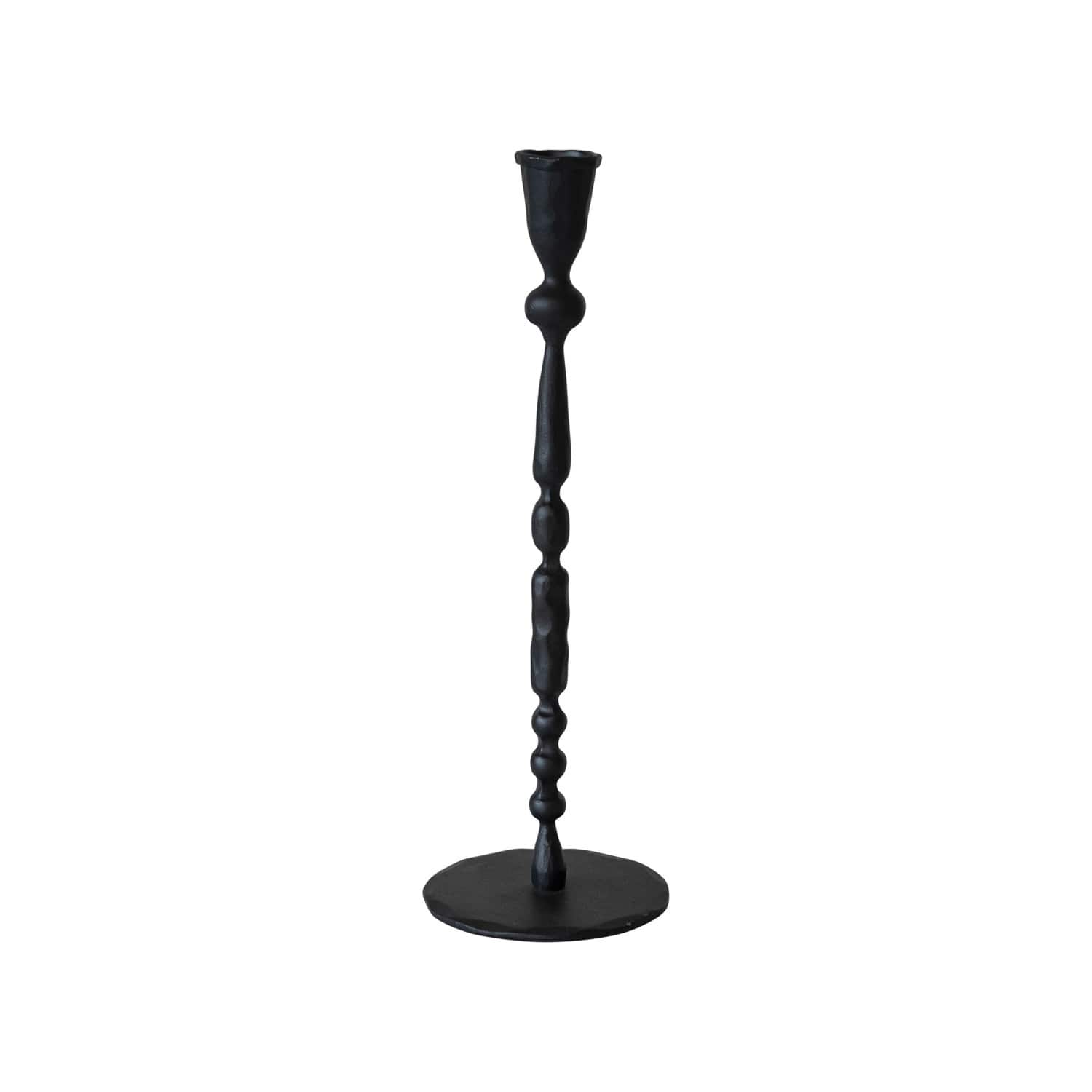 Hello Honey&#xAE; Black Decorative Hand-Forged Metal Taper Candle Holder