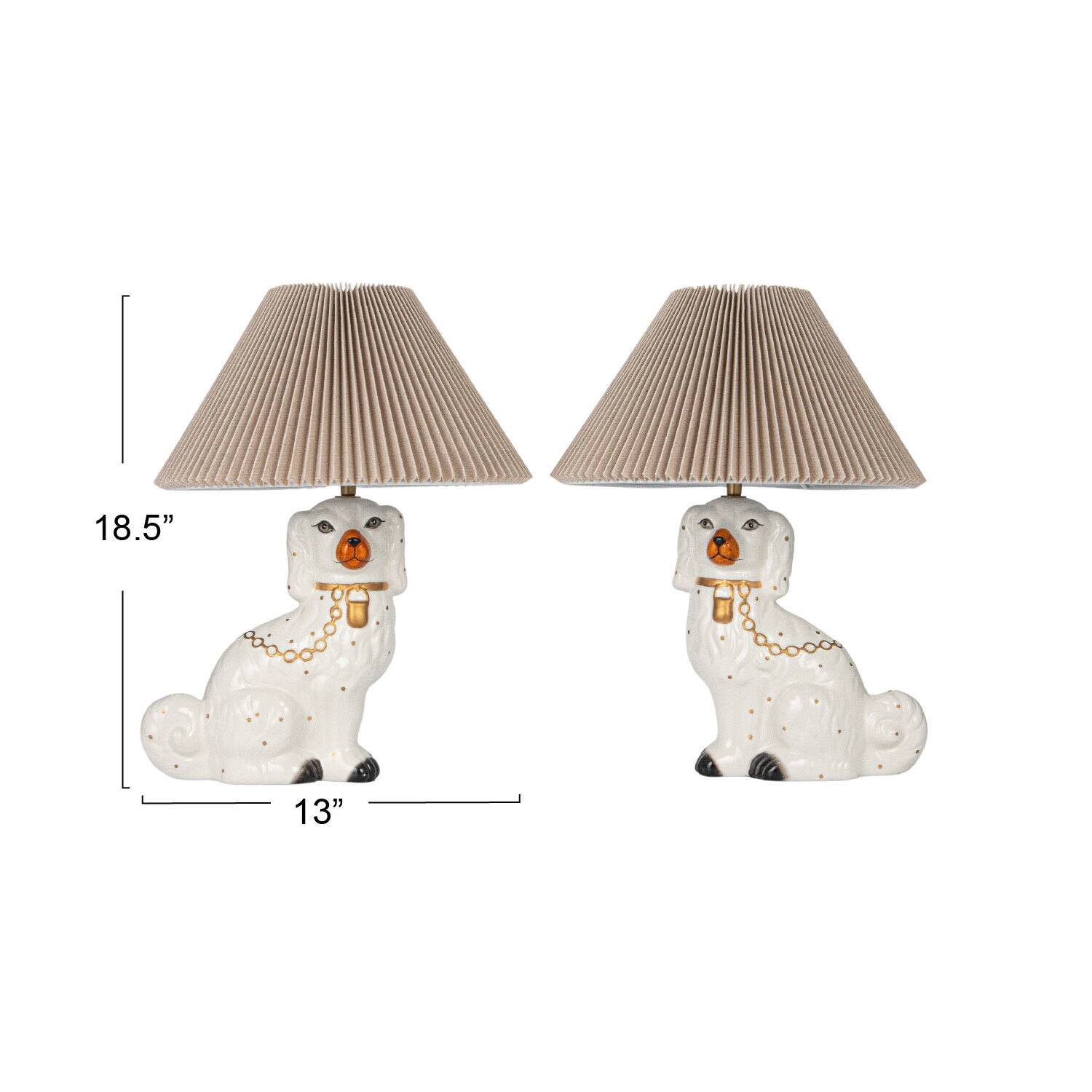 Hello Honey&#xAE; 18.5&#x22; Multicolor Vintage Reproduction Ceramic Staffordshire Table Lamp with Pleated Fabric Shade, 2ct.