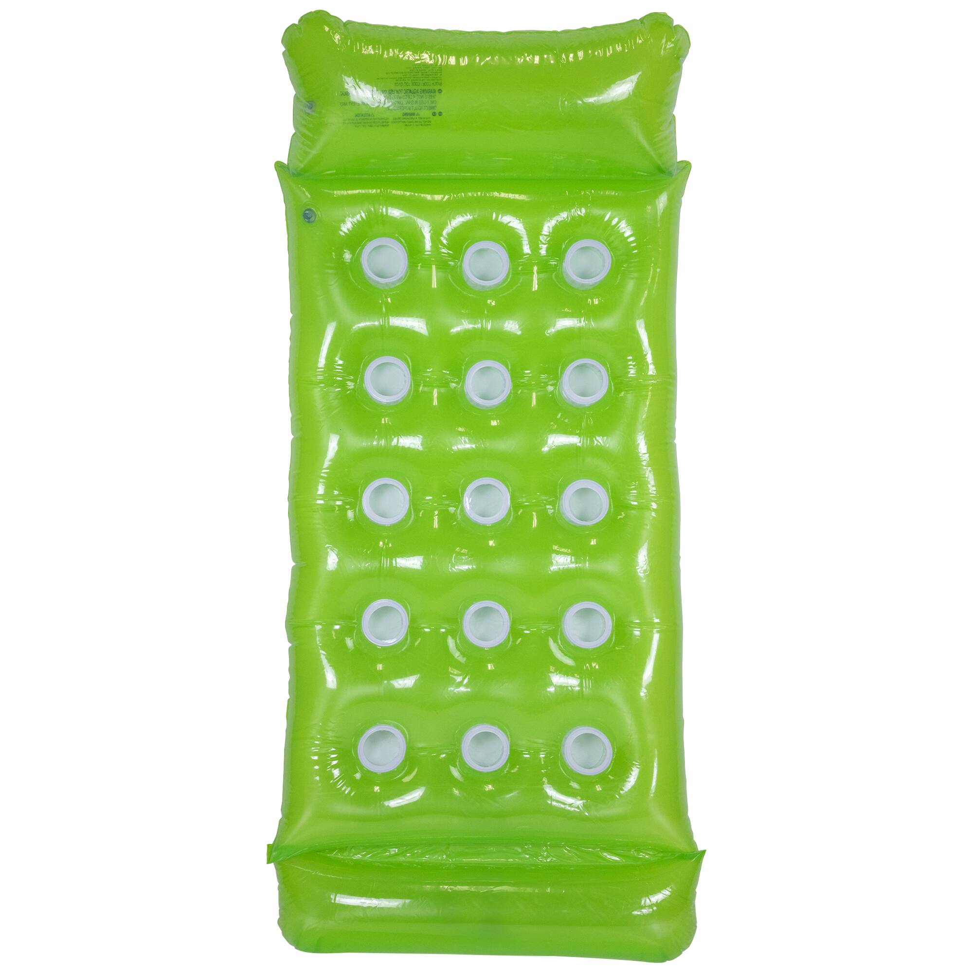 64.75&#x22; Green 15-Pocket Inflatable Swimming Pool Lounge 