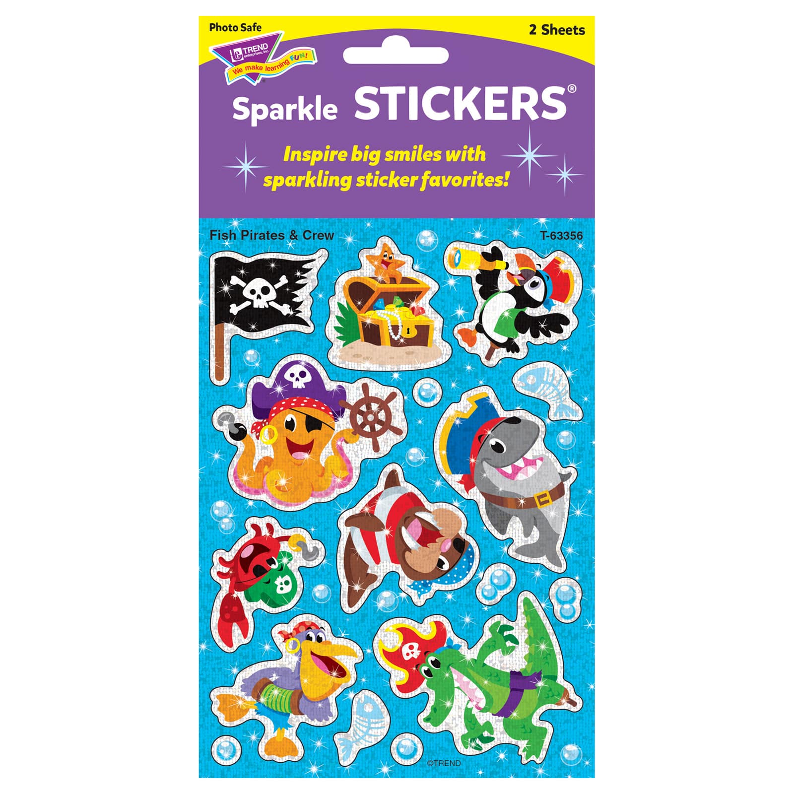 Trend Enterprises® Fish Pirates & Crew Sparkle STICKERS®, 6 Packs of 32