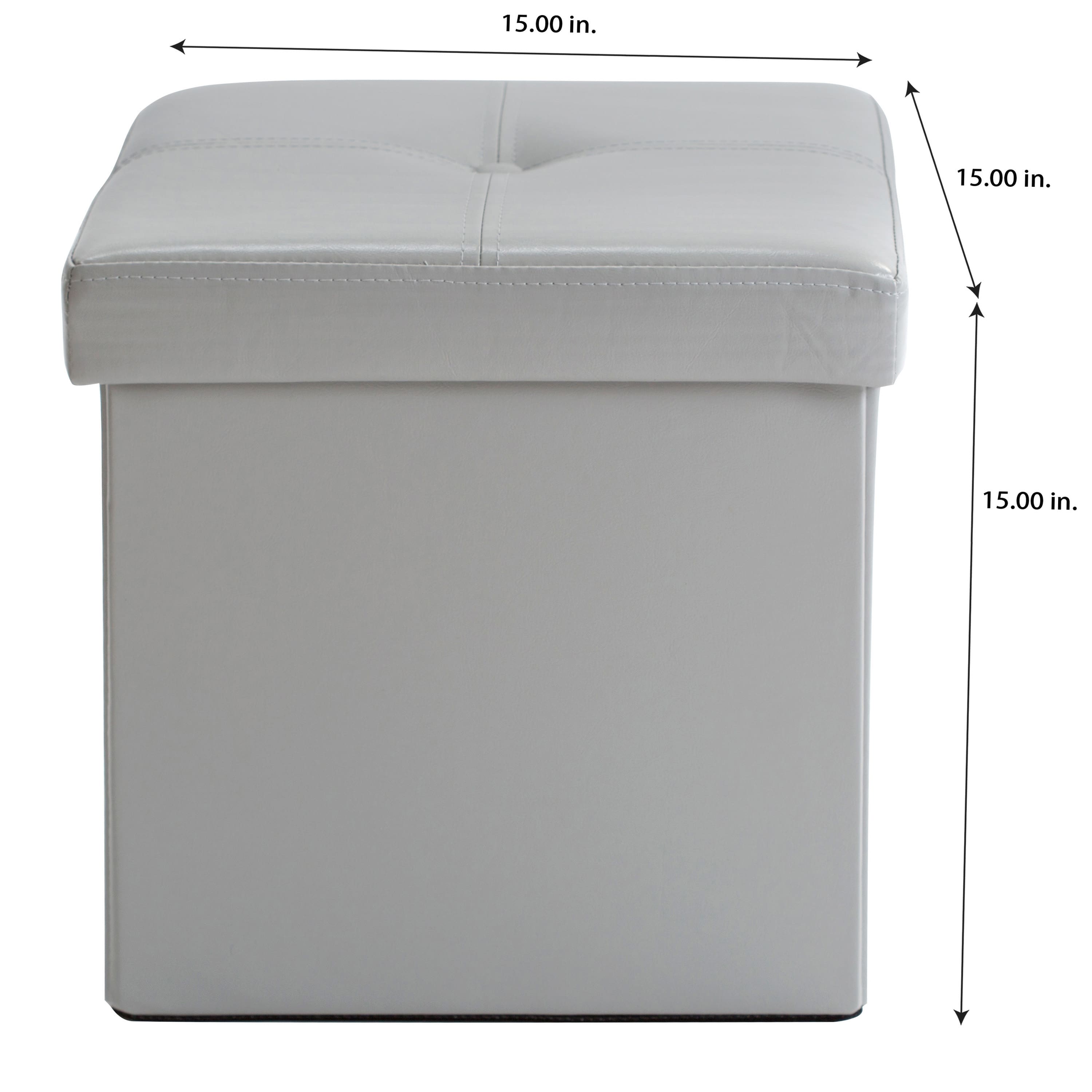Simplify Faux Leather Folding Storage Ottoman Cube