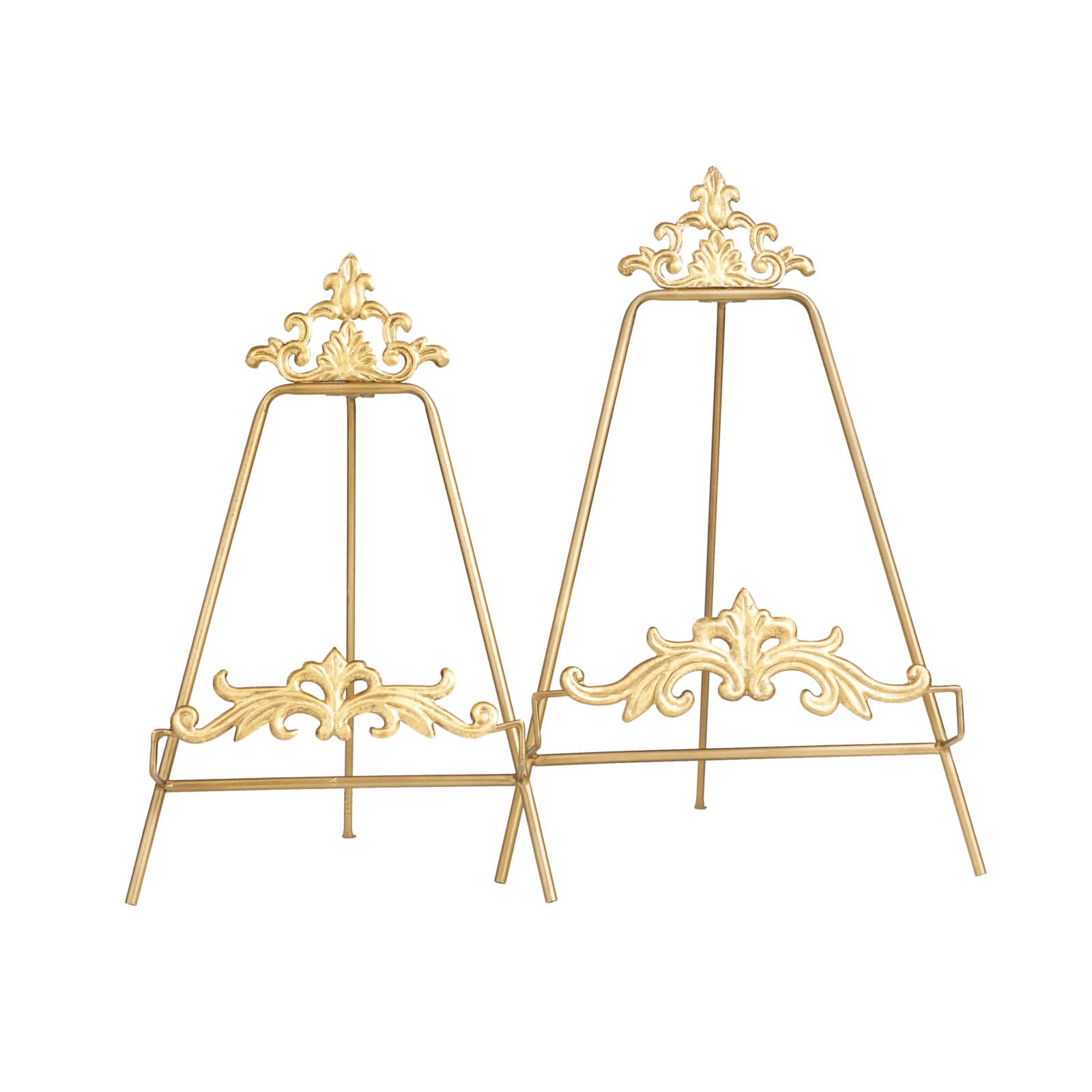 Gold Metal Ornate Arabesque Scroll Tabletop Easel Set